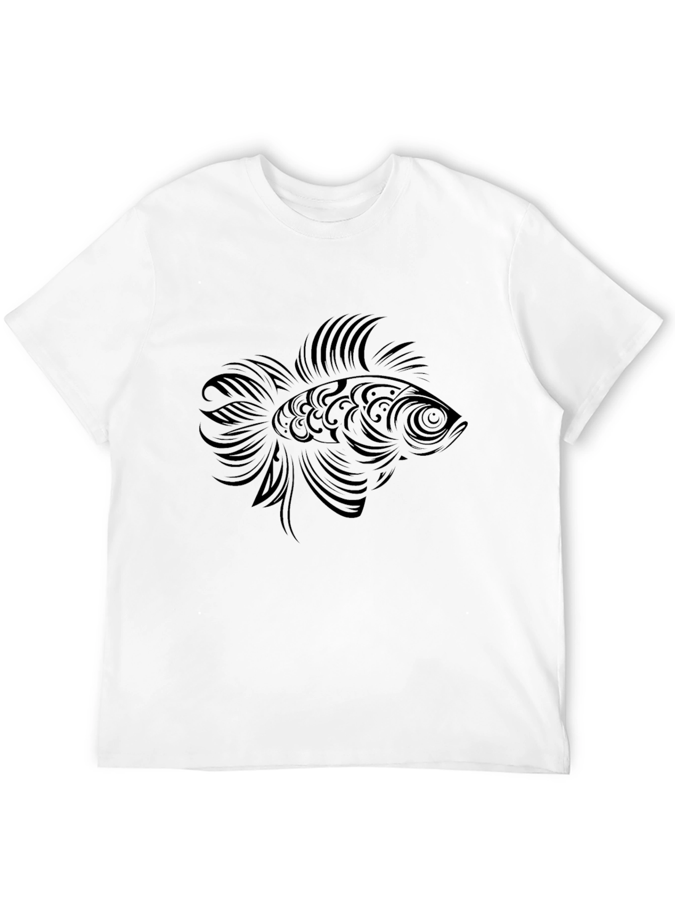 Tribal Fish Graphic Black T-Shirt