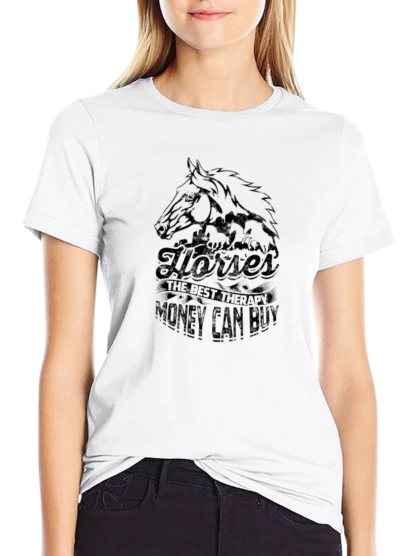 Horses Best Therapy Mens Graphic T-Shirt
