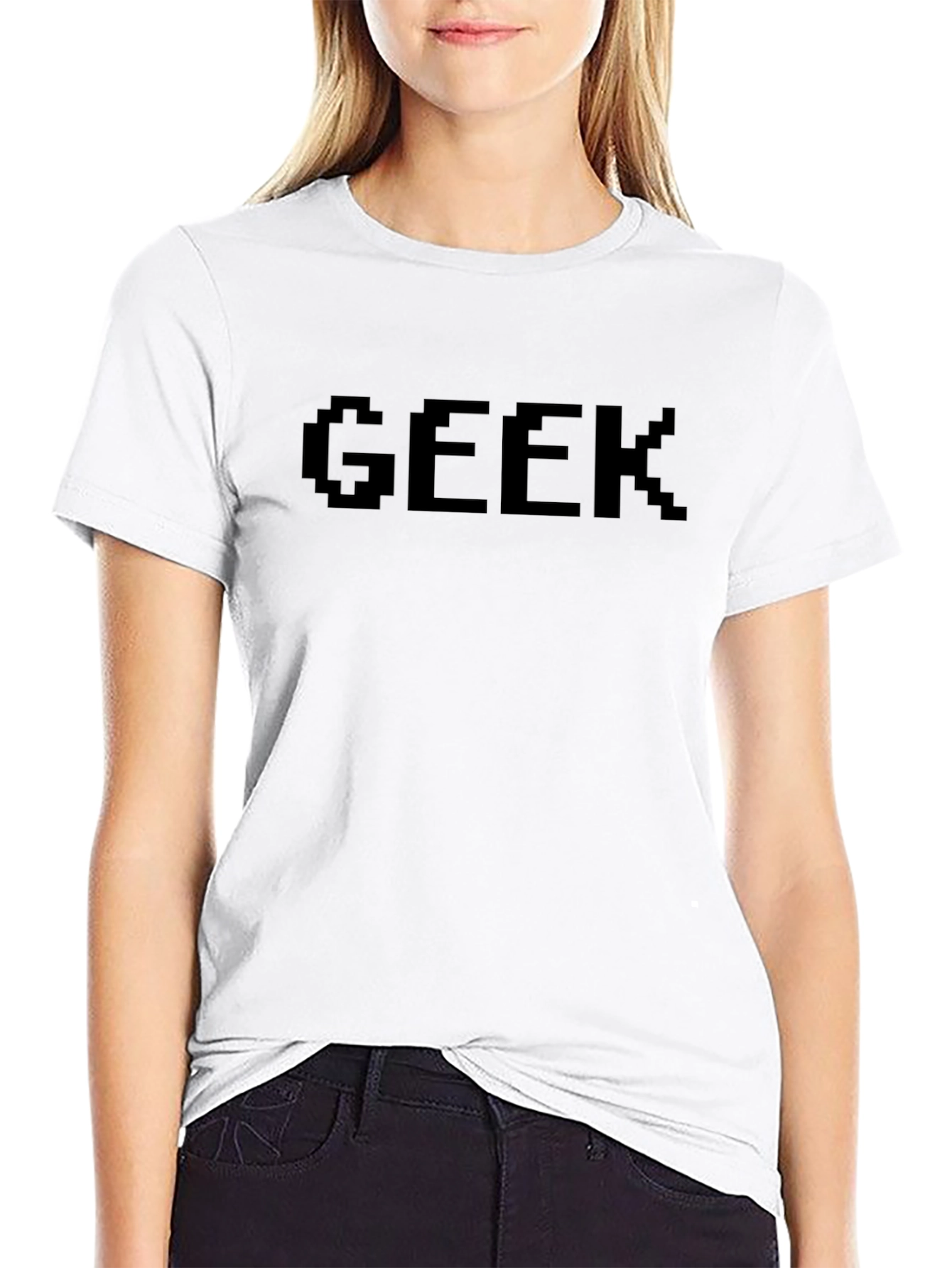 Geek Pixelated Graphic Black T-Shirt
