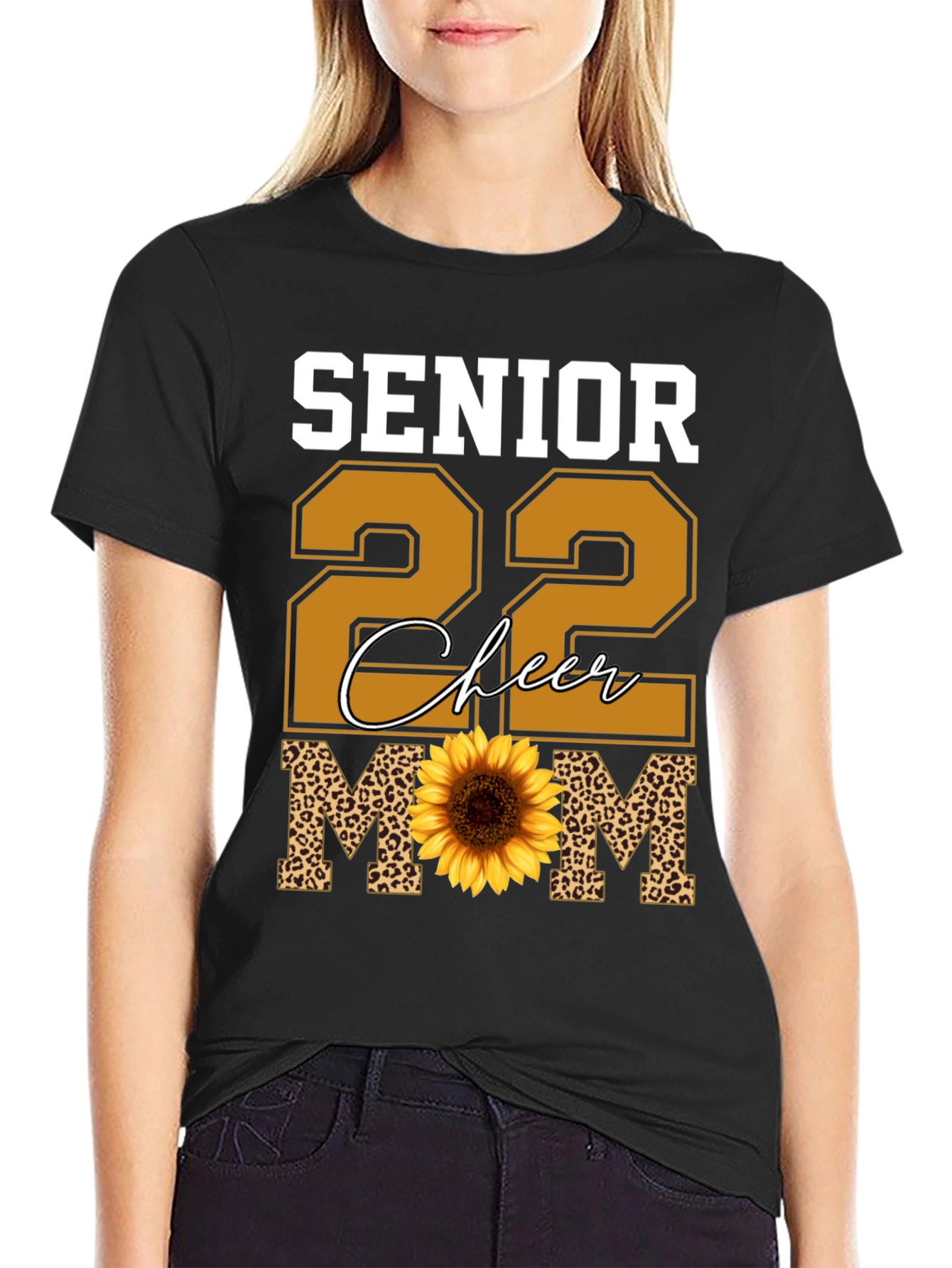 Senior 22 Cheer Mom Sunflower T-Shirt