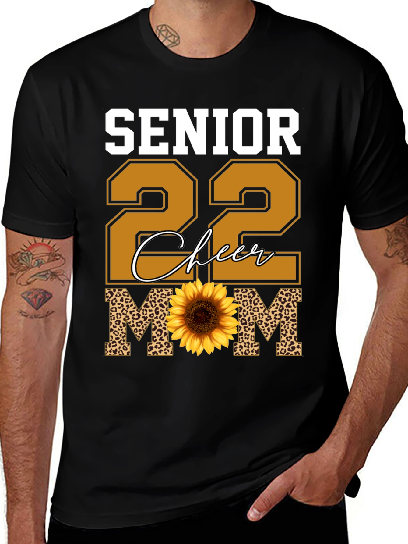 Senior 22 Cheer Mom Sunflower T-Shirt
