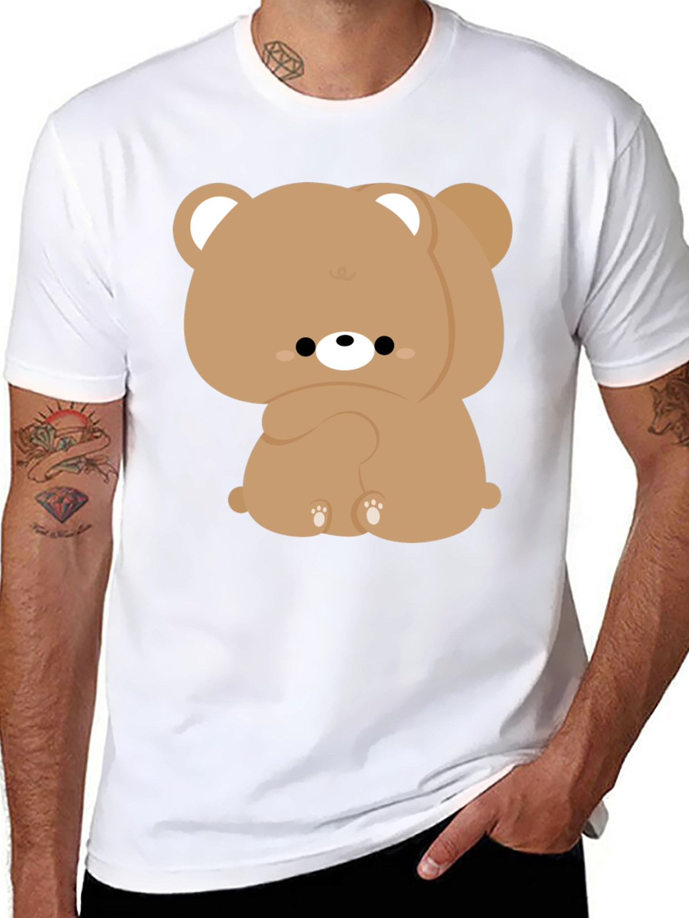 Cute Bear Graphic Black T-Shirt