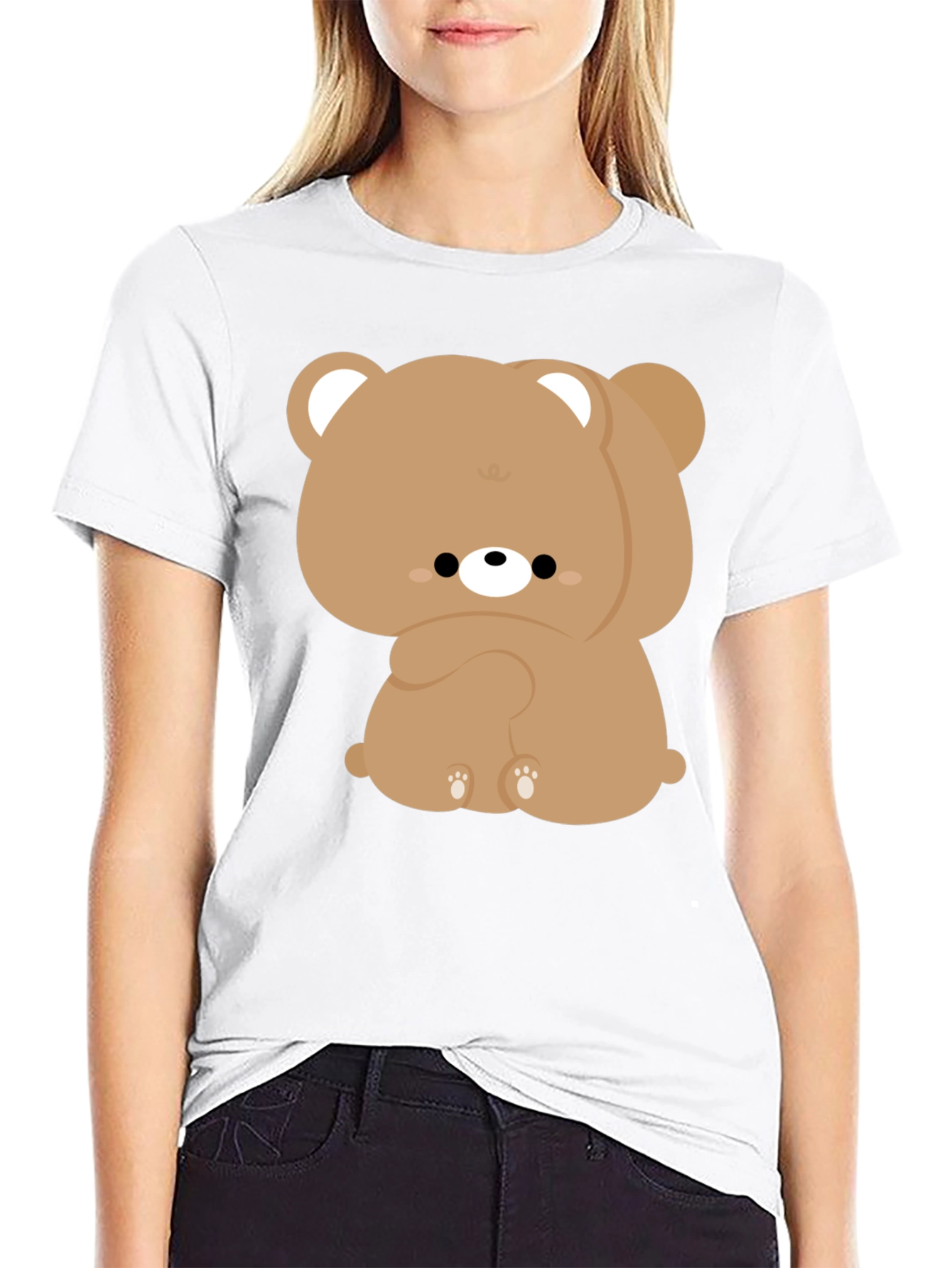 Cute Bear Graphic Black T-Shirt