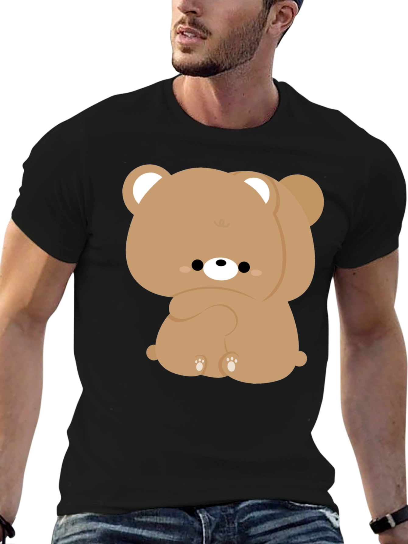 Cute Bear Graphic Black T-Shirt