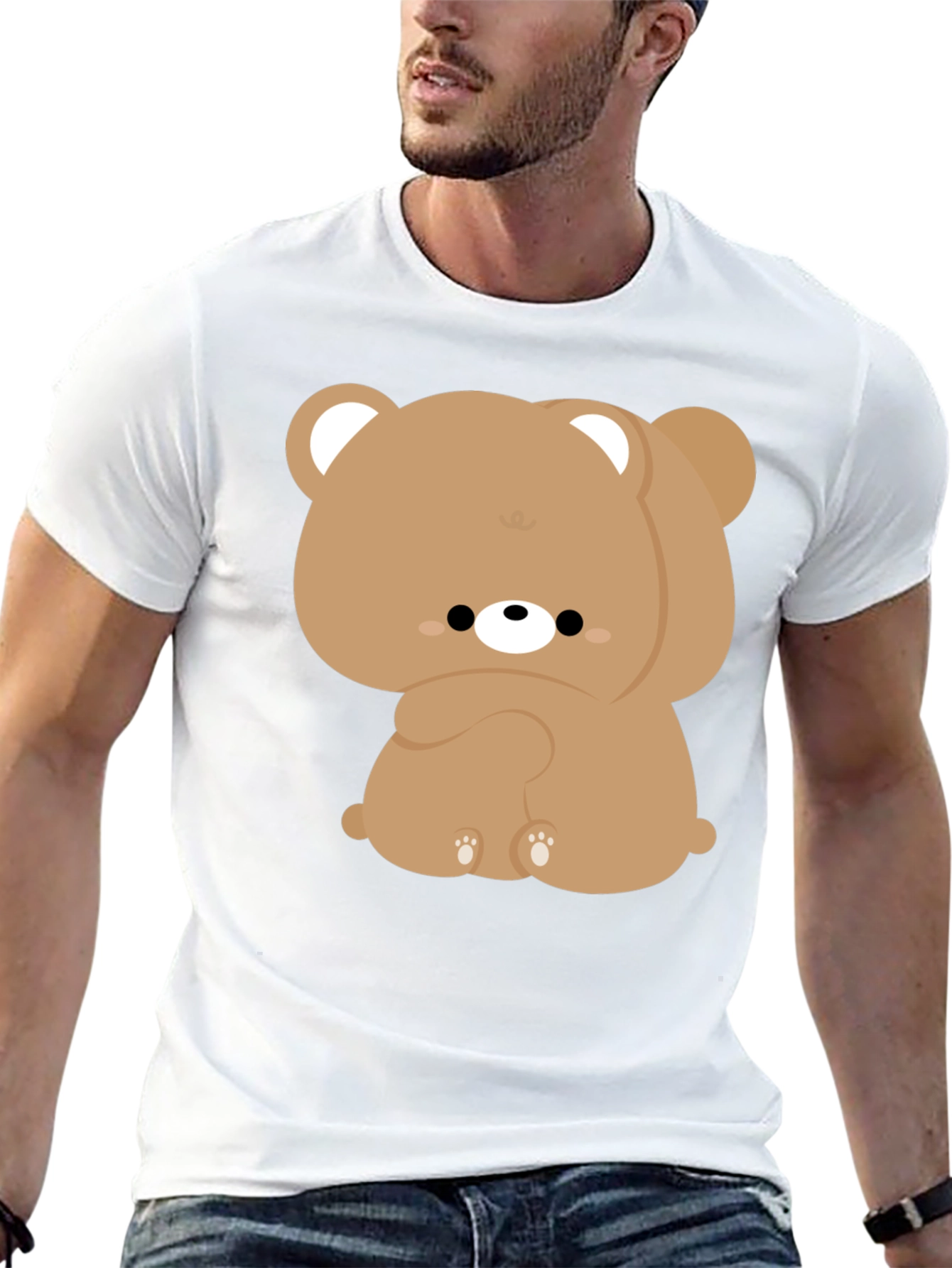Cute Bear Graphic Black T-Shirt