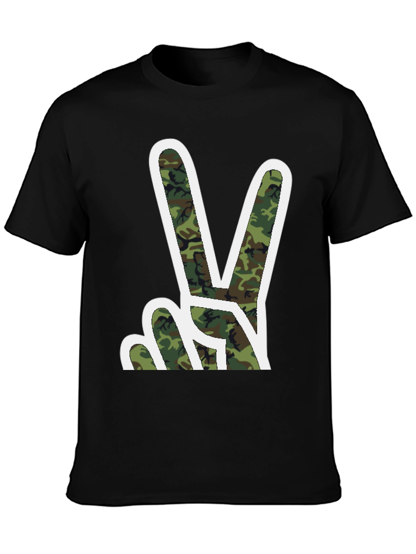 Camouflage Peace Sign Graphic T-Shirt