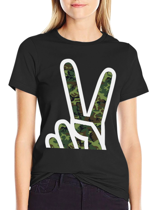 Camouflage Peace Sign Graphic T-Shirt