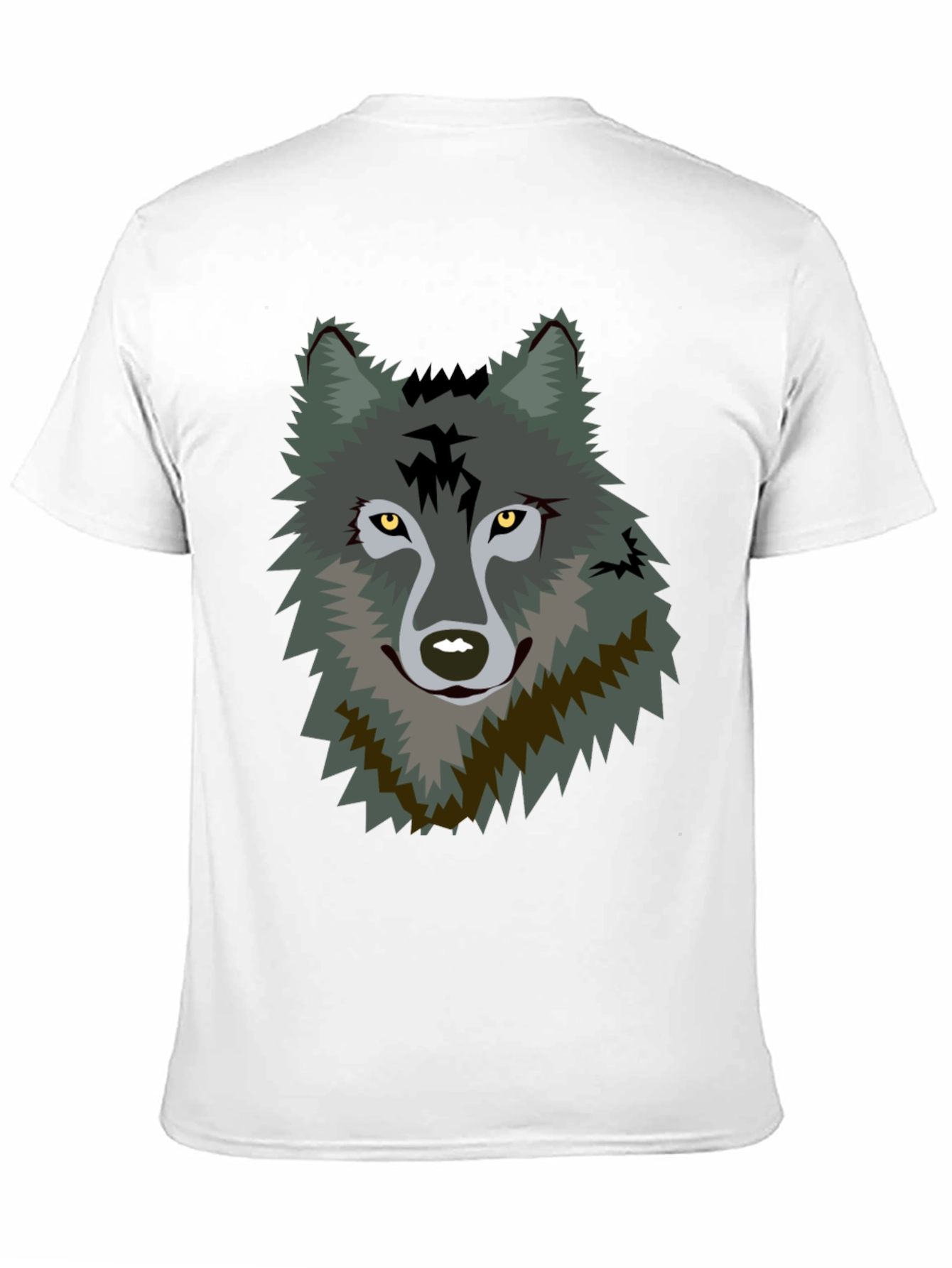 Mens Black T-Shirt with Wolf Graphic