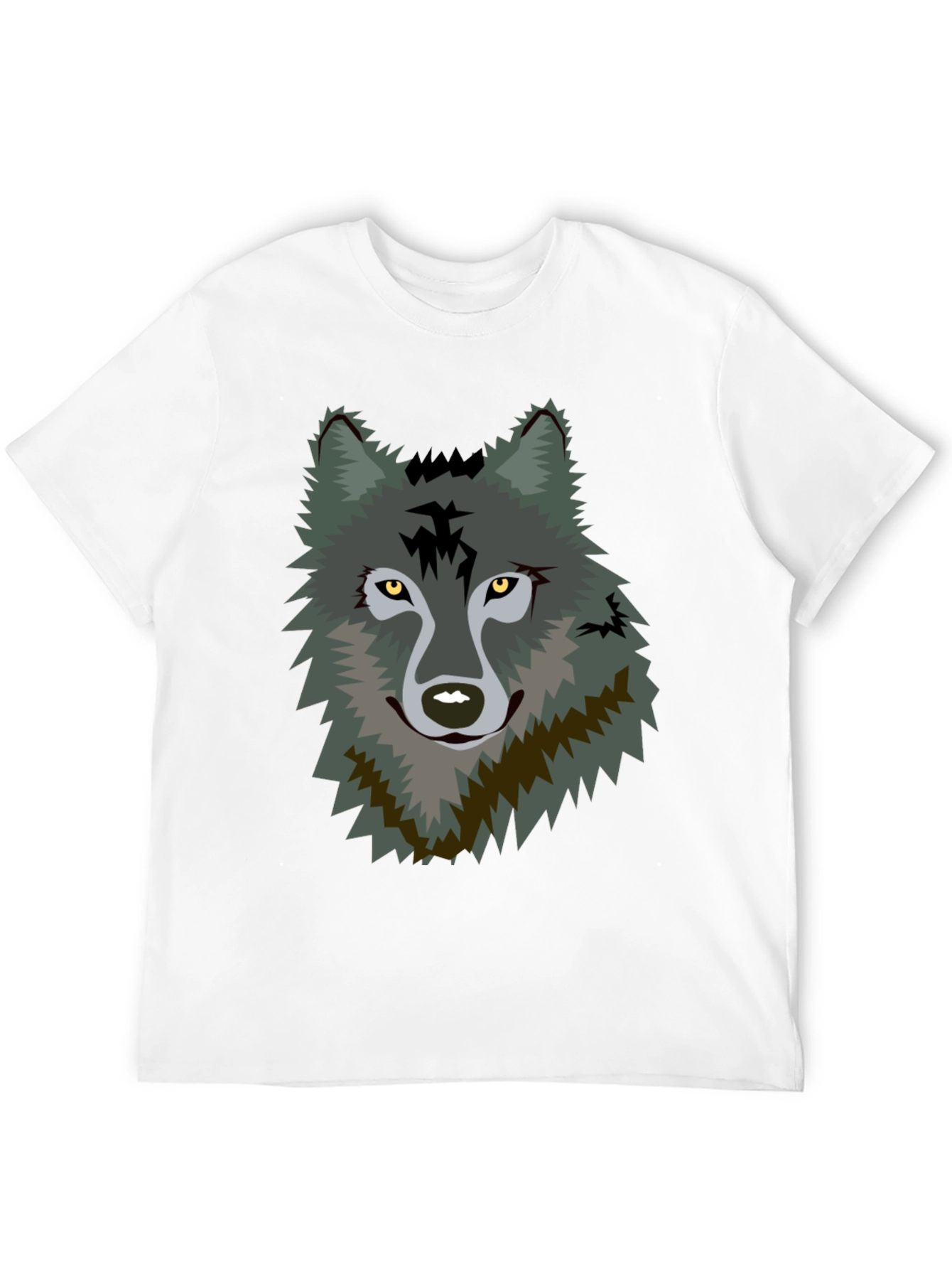 Mens Black T-Shirt with Wolf Graphic