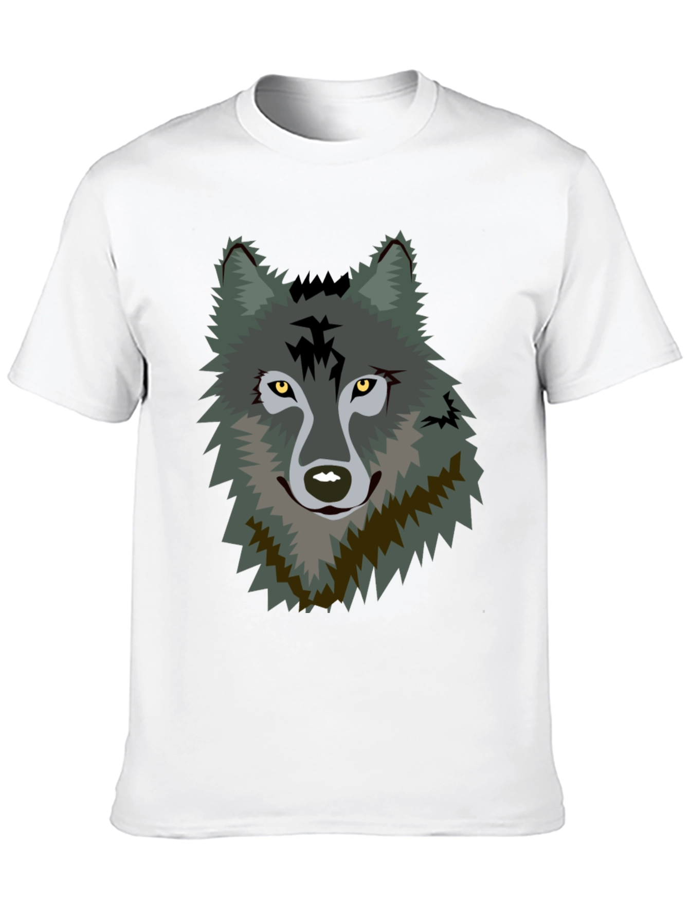 Mens Black T-Shirt with Wolf Graphic