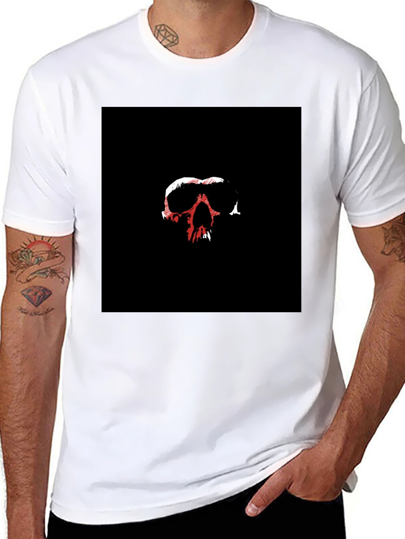 Skull Graphic Tee - Black Cotton Blend