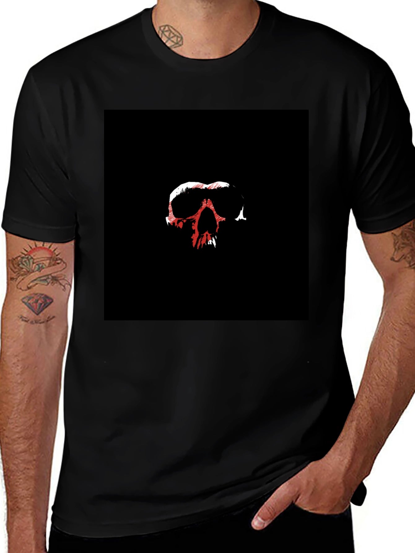 Skull Graphic Tee - Black Cotton Blend