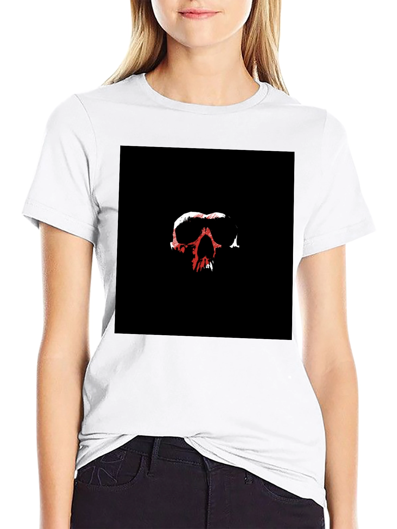 Skull Graphic Tee - Black Cotton Blend