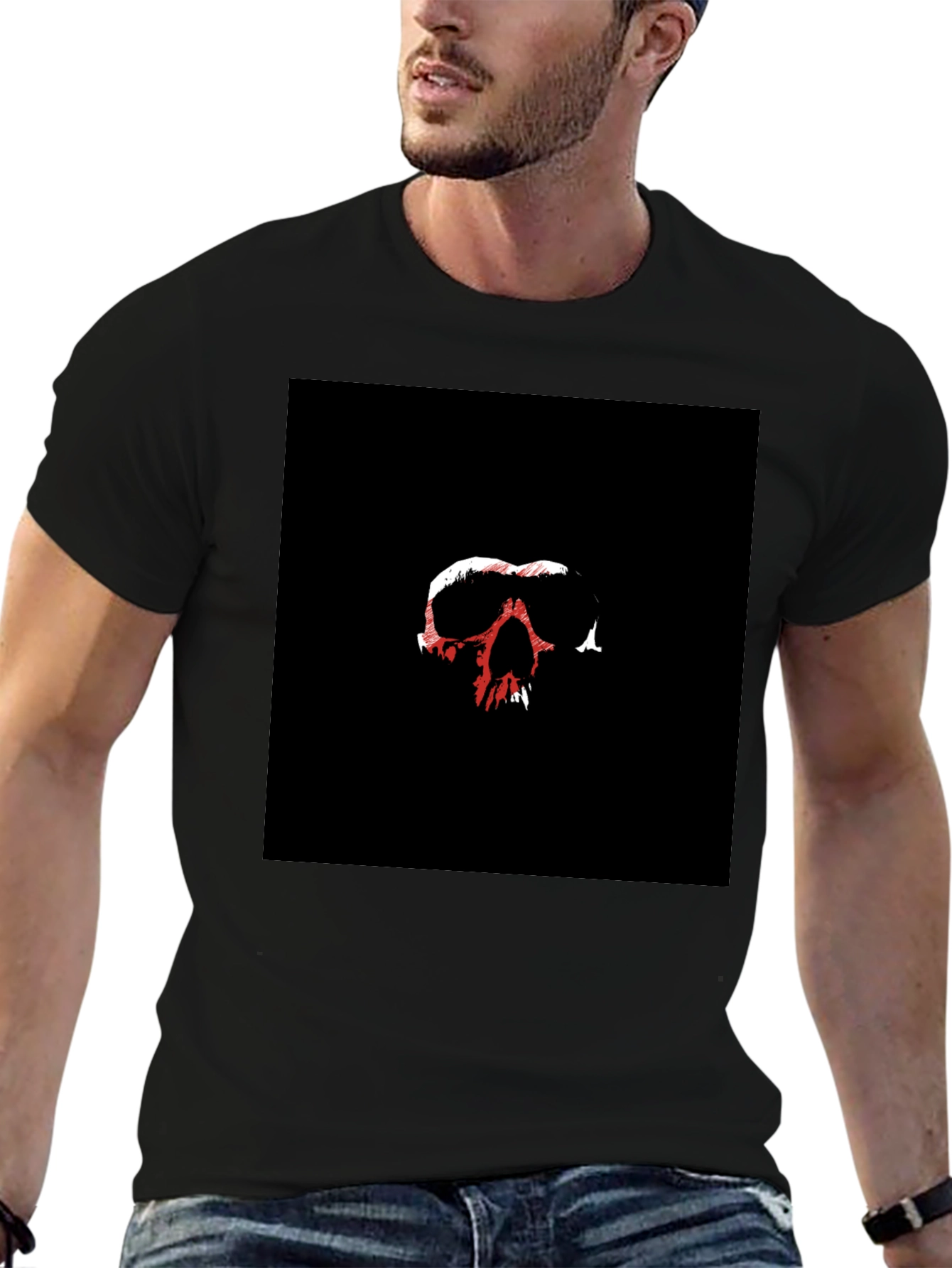 Skull Graphic Tee - Black Cotton Blend