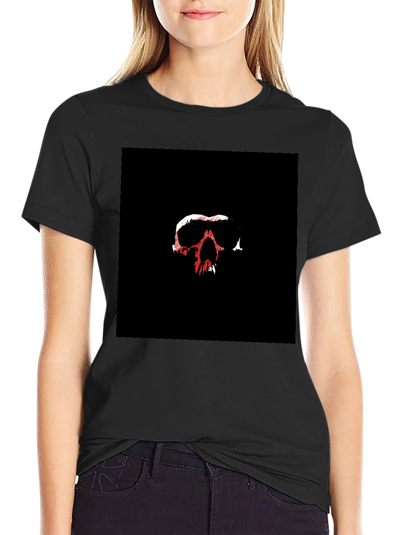 Skull Graphic Tee - Black Cotton Blend