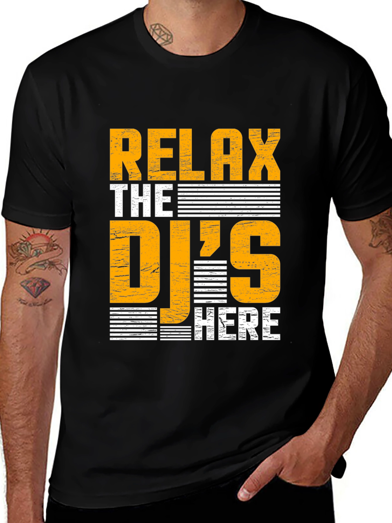 Relax The DJs Here Black Graphic Tee