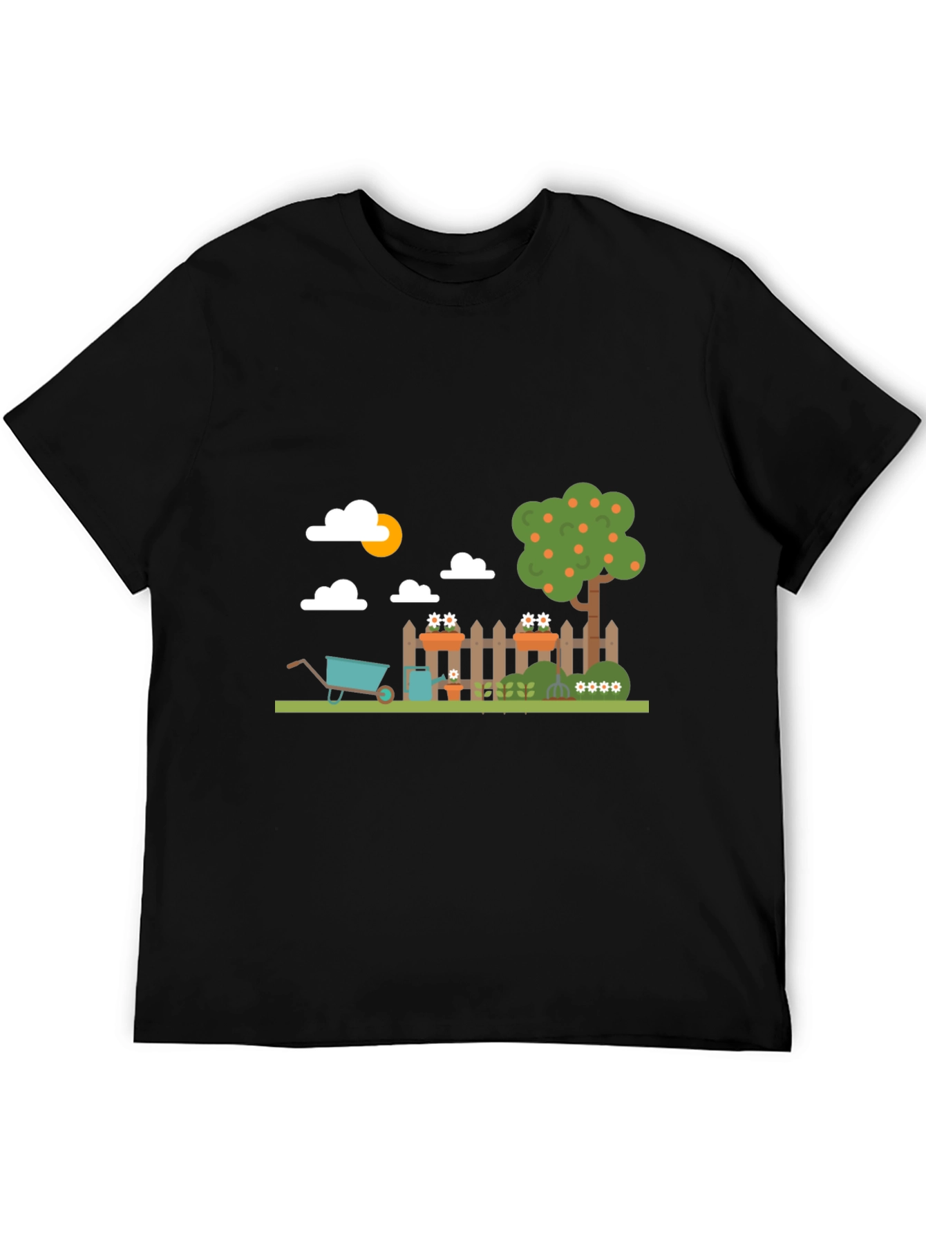 Gardening Fun Graphic Tee - Black Cotton Casual