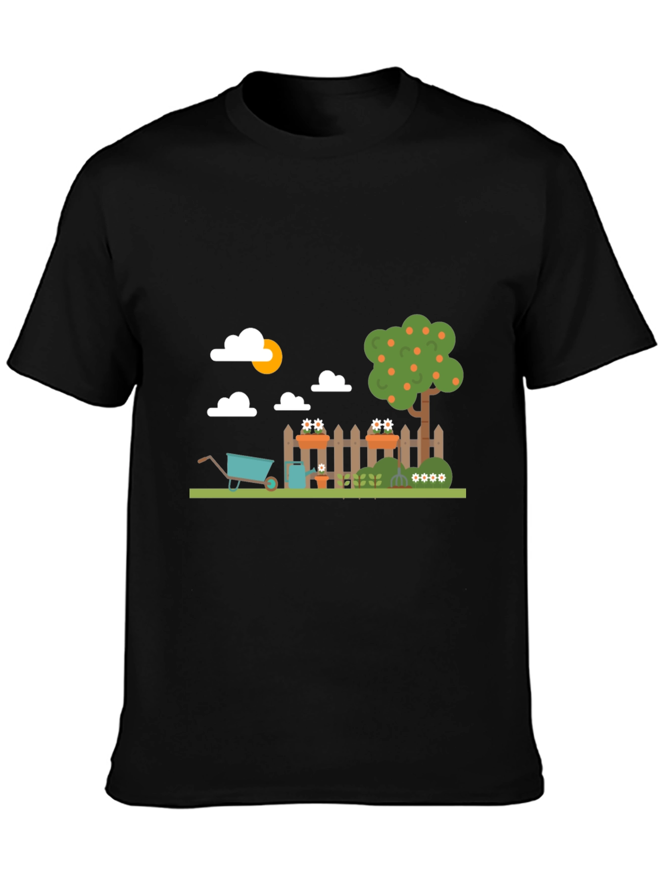 Gardening Fun Graphic Tee - Black Cotton Casual