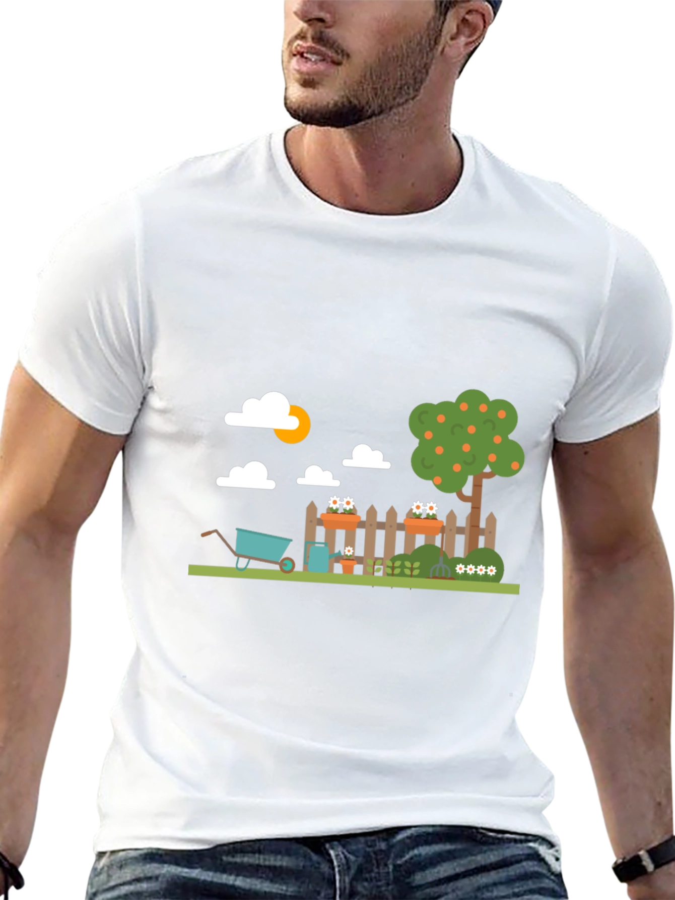 Gardening Fun Graphic Tee - Black Cotton Casual