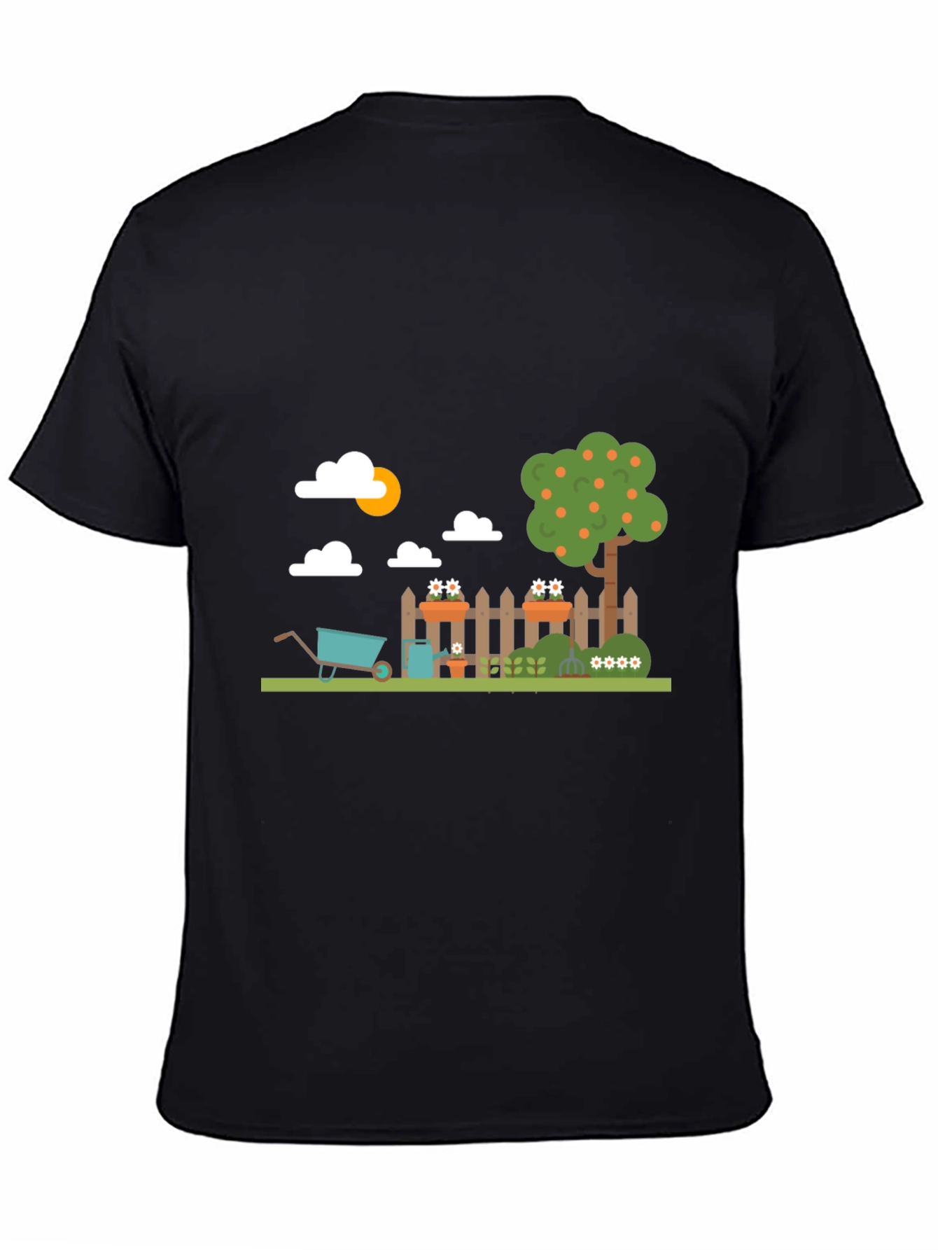 Gardening Fun Graphic Tee - Black Cotton Casual