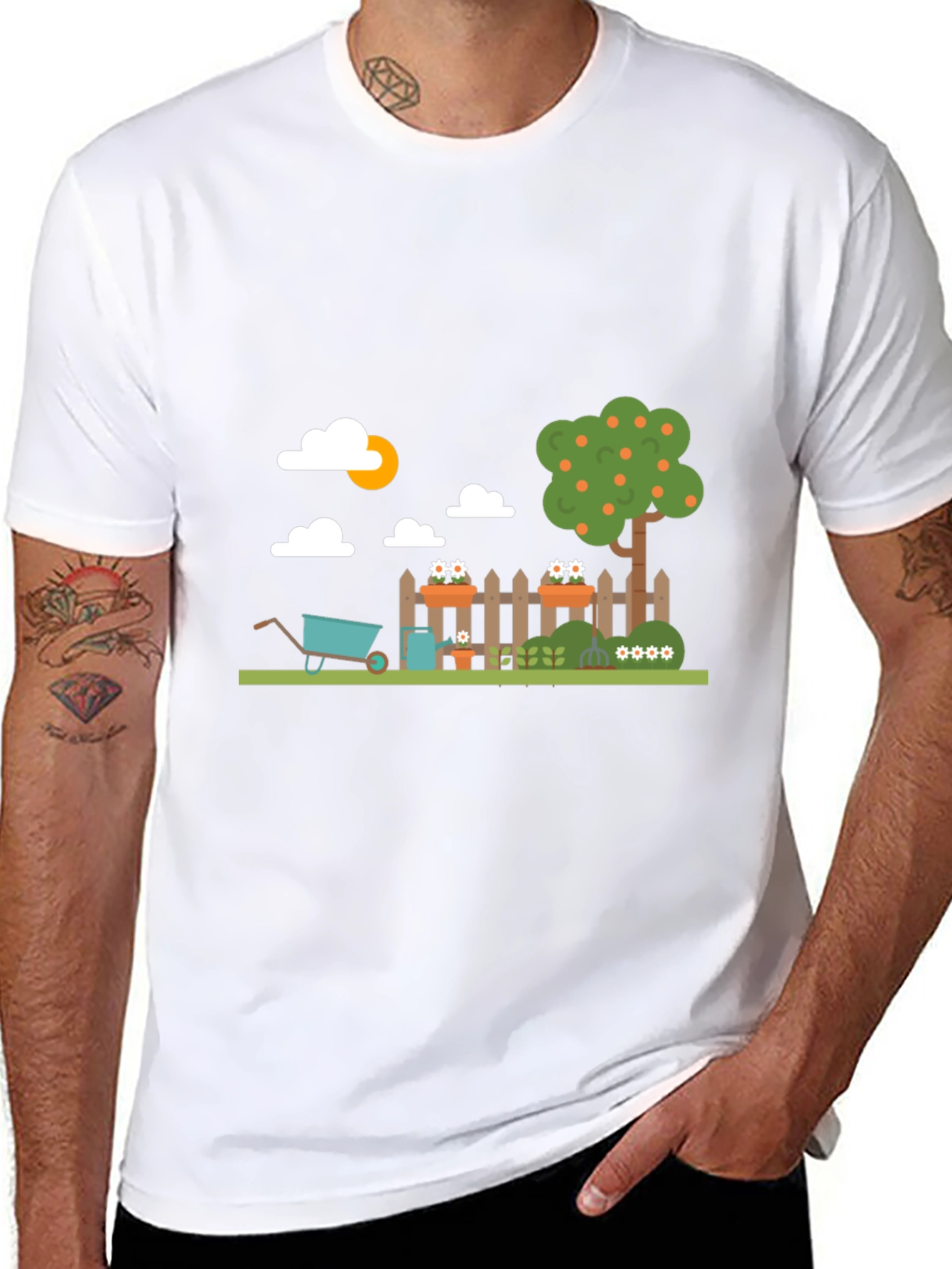 Gardening Fun Graphic Tee - Black Cotton Casual