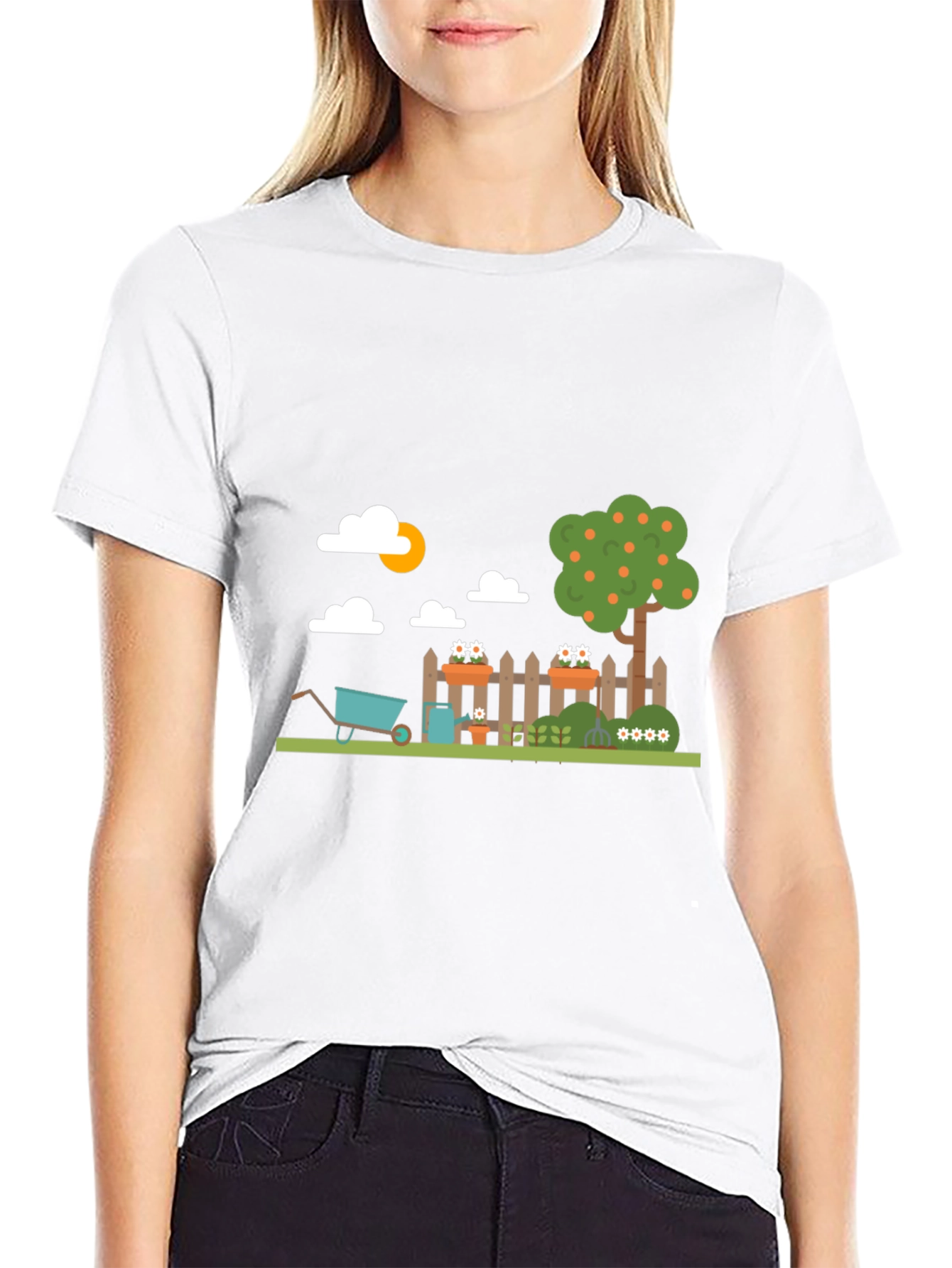 Gardening Fun Graphic Tee - Black Cotton Casual