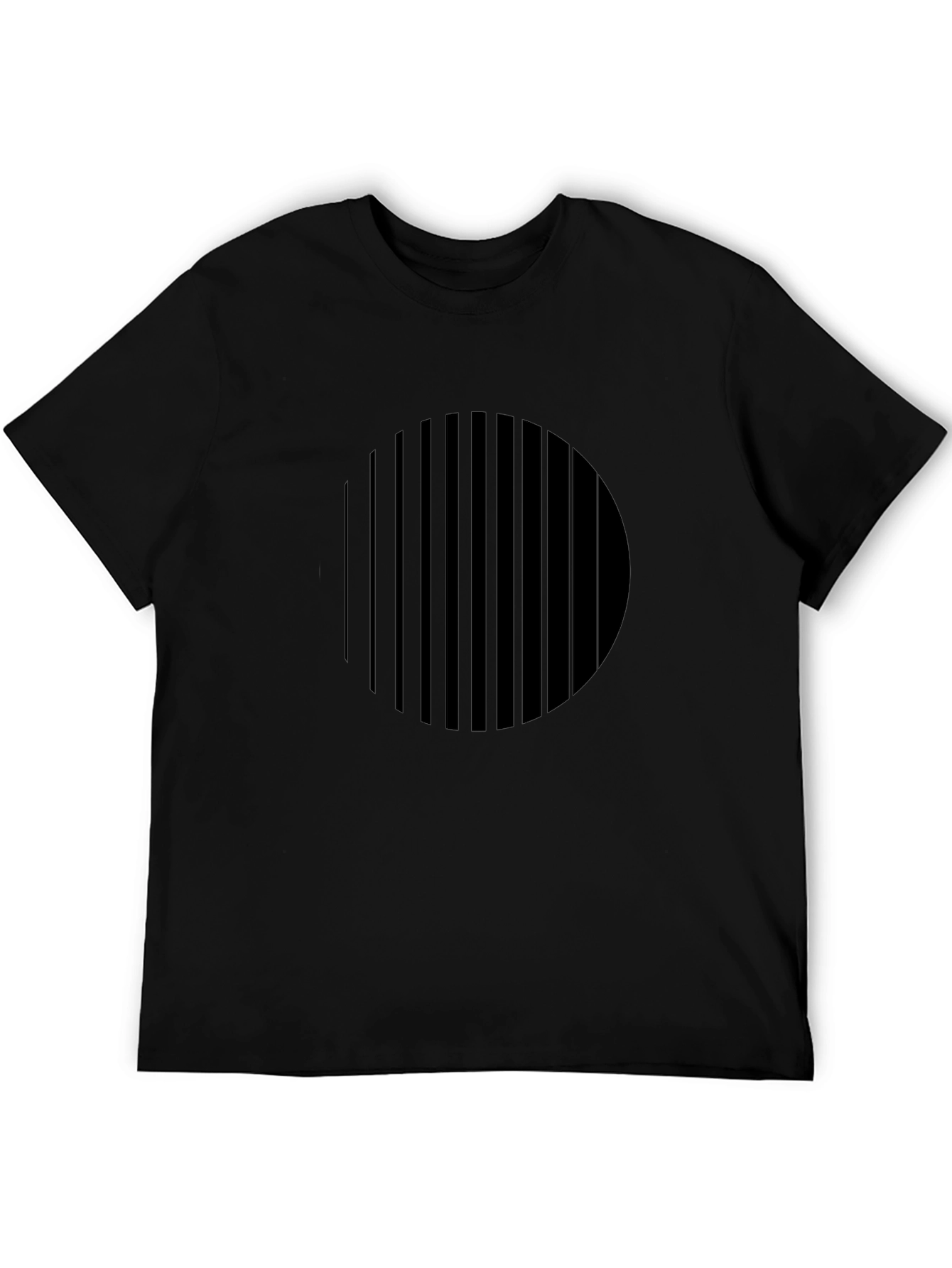 Modern Geometric Stripe Circle Black T-Shirt