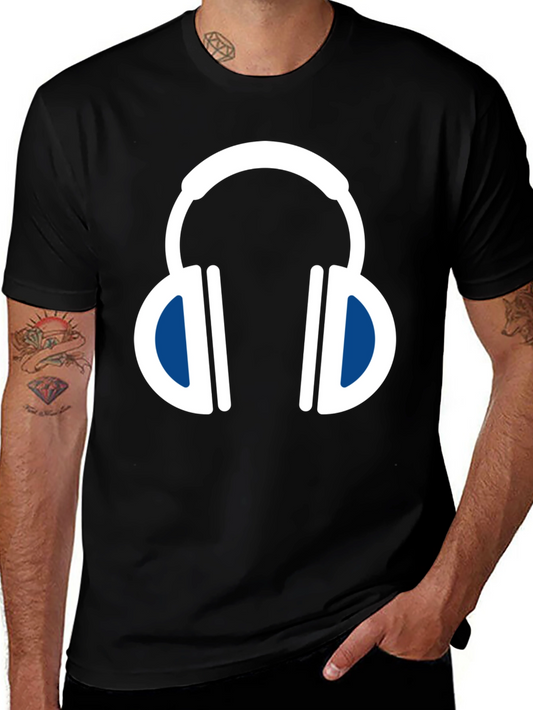 Headphone Graphic Tee - Black Cotton Blend