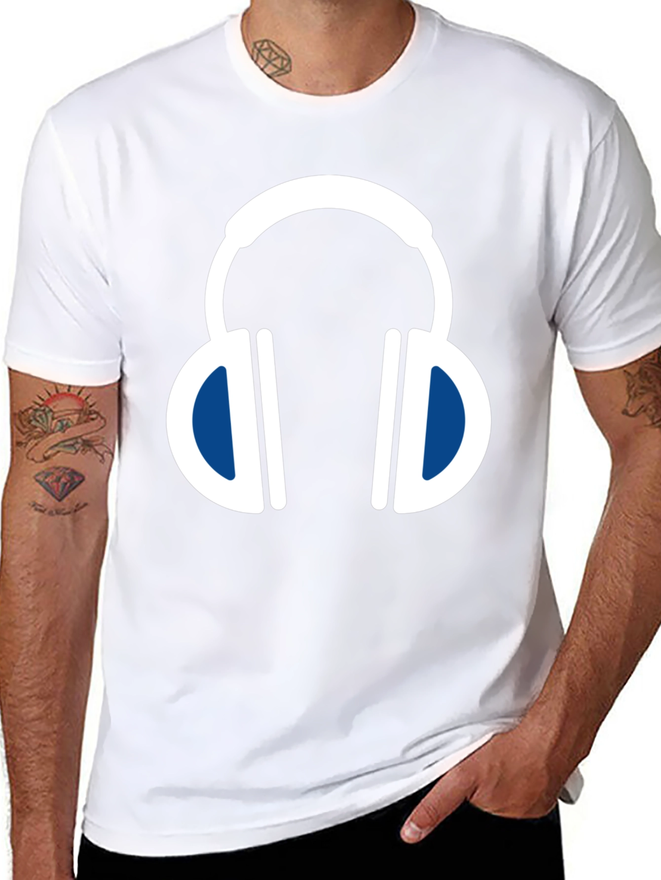 Headphone Graphic Tee - Black Cotton Blend