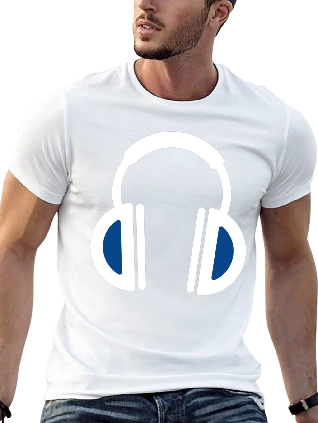 Headphone Graphic Tee - Black Cotton Blend