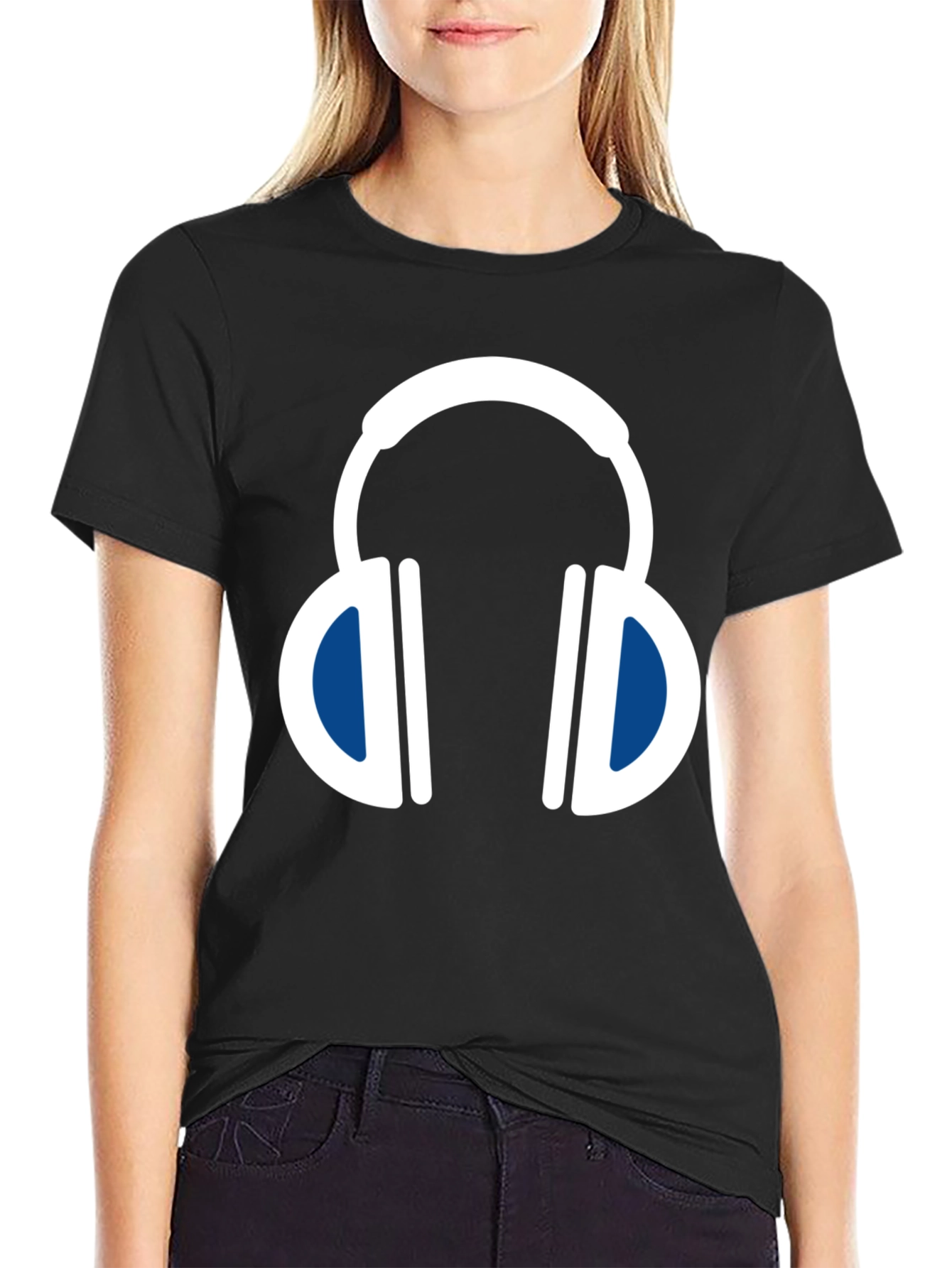 Headphone Graphic Tee - Black Cotton Blend