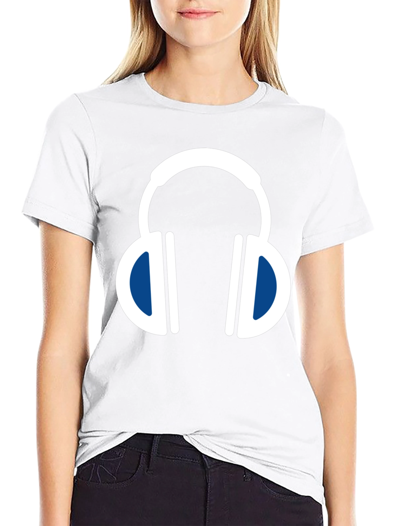 Headphone Graphic Tee - Black Cotton Blend
