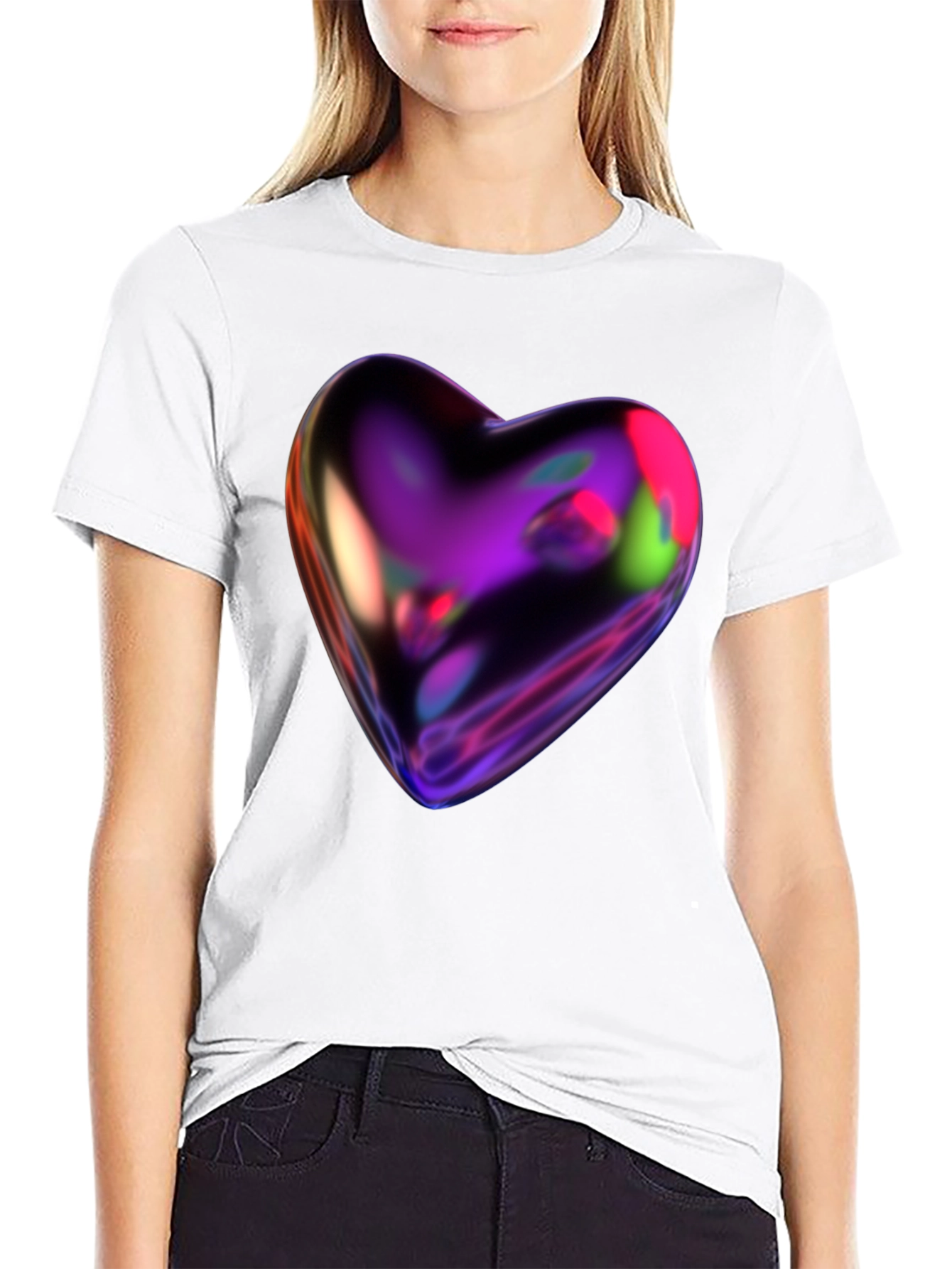 Futuristic Heart Graphic Tee - Modern Design