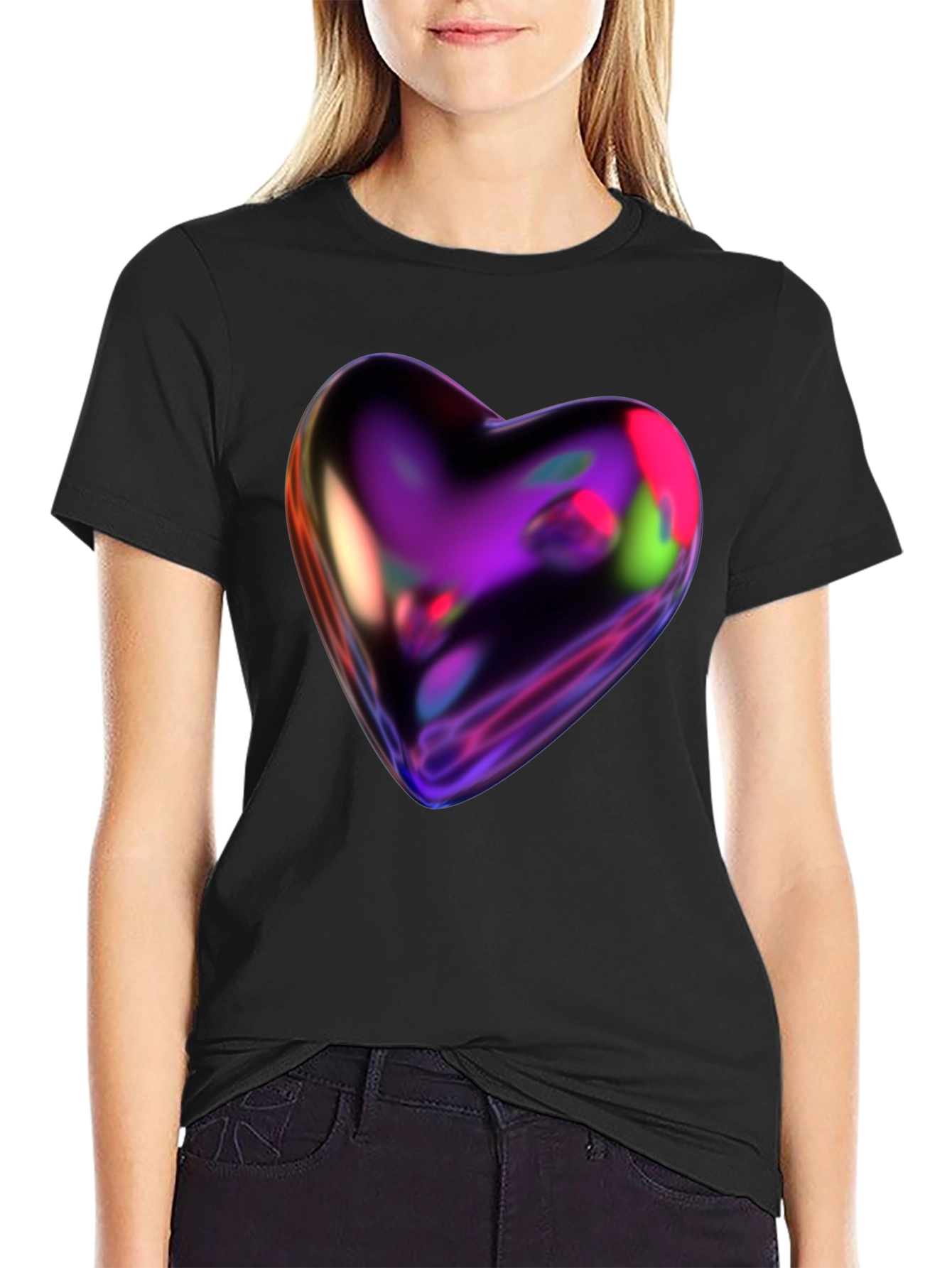 Futuristic Heart Graphic Tee - Modern Design