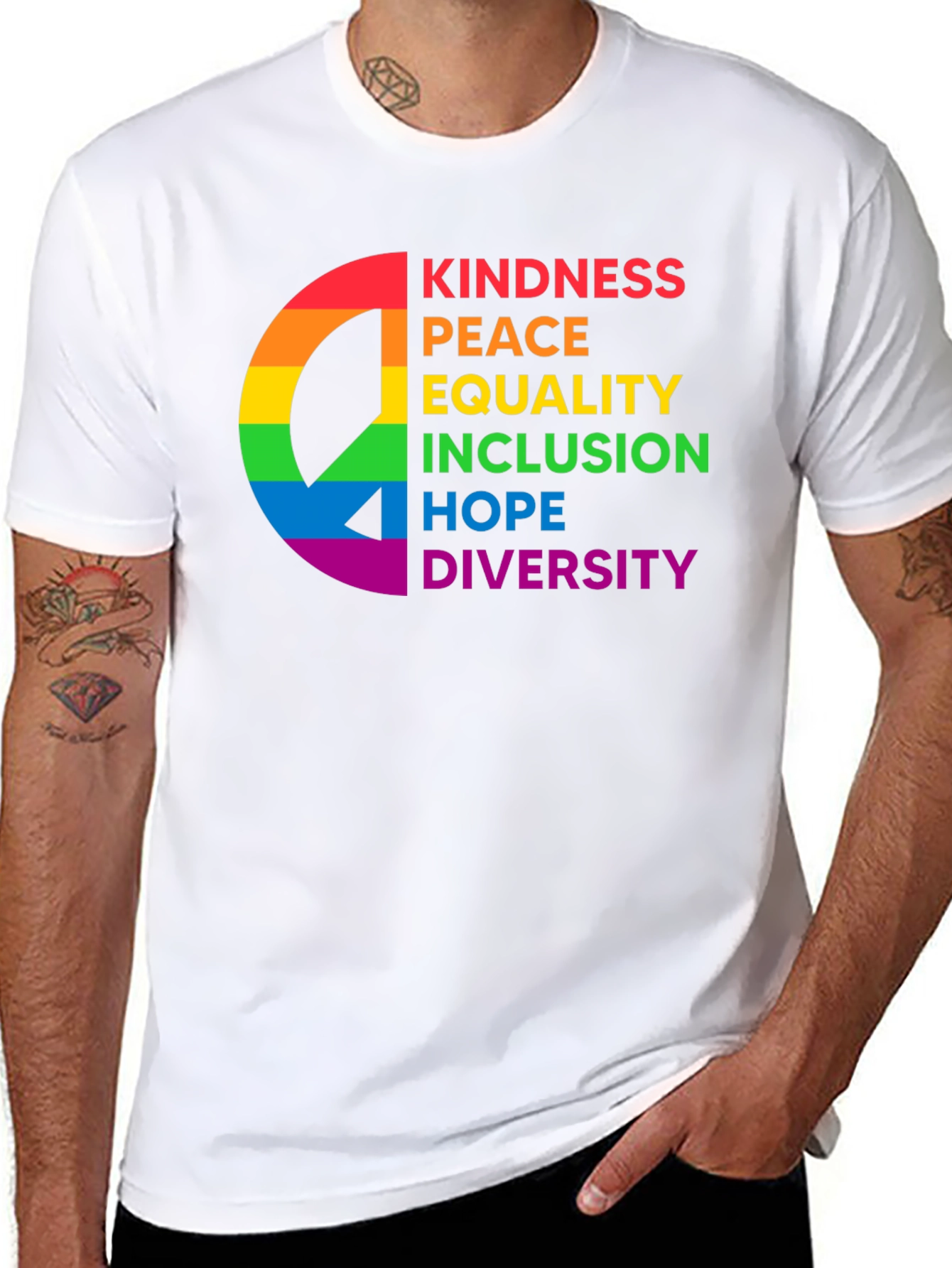 Pride Peace Kindness Equality Inclusion Hope Diversity T-Shirt