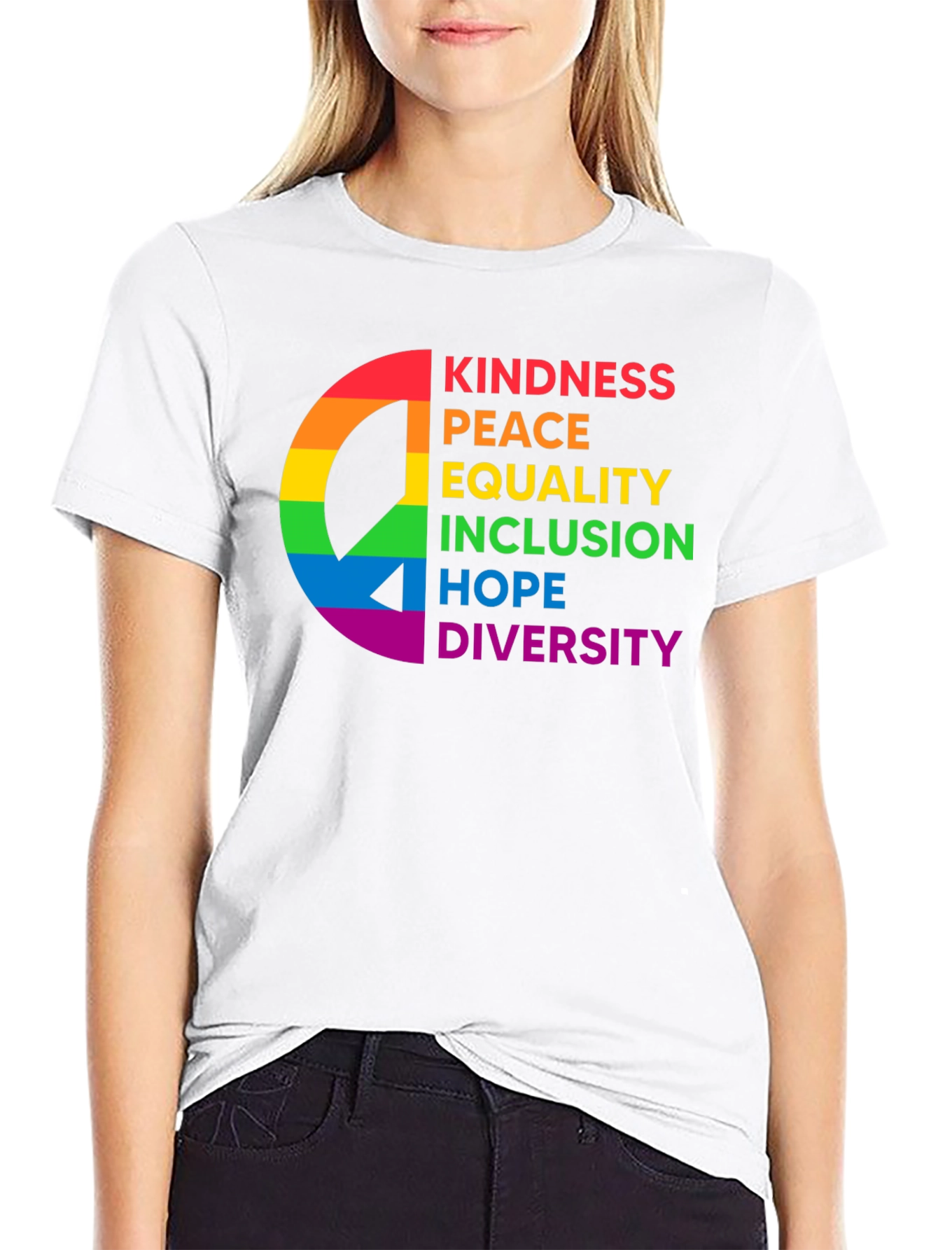 Pride Peace Kindness Equality Inclusion Hope Diversity T-Shirt