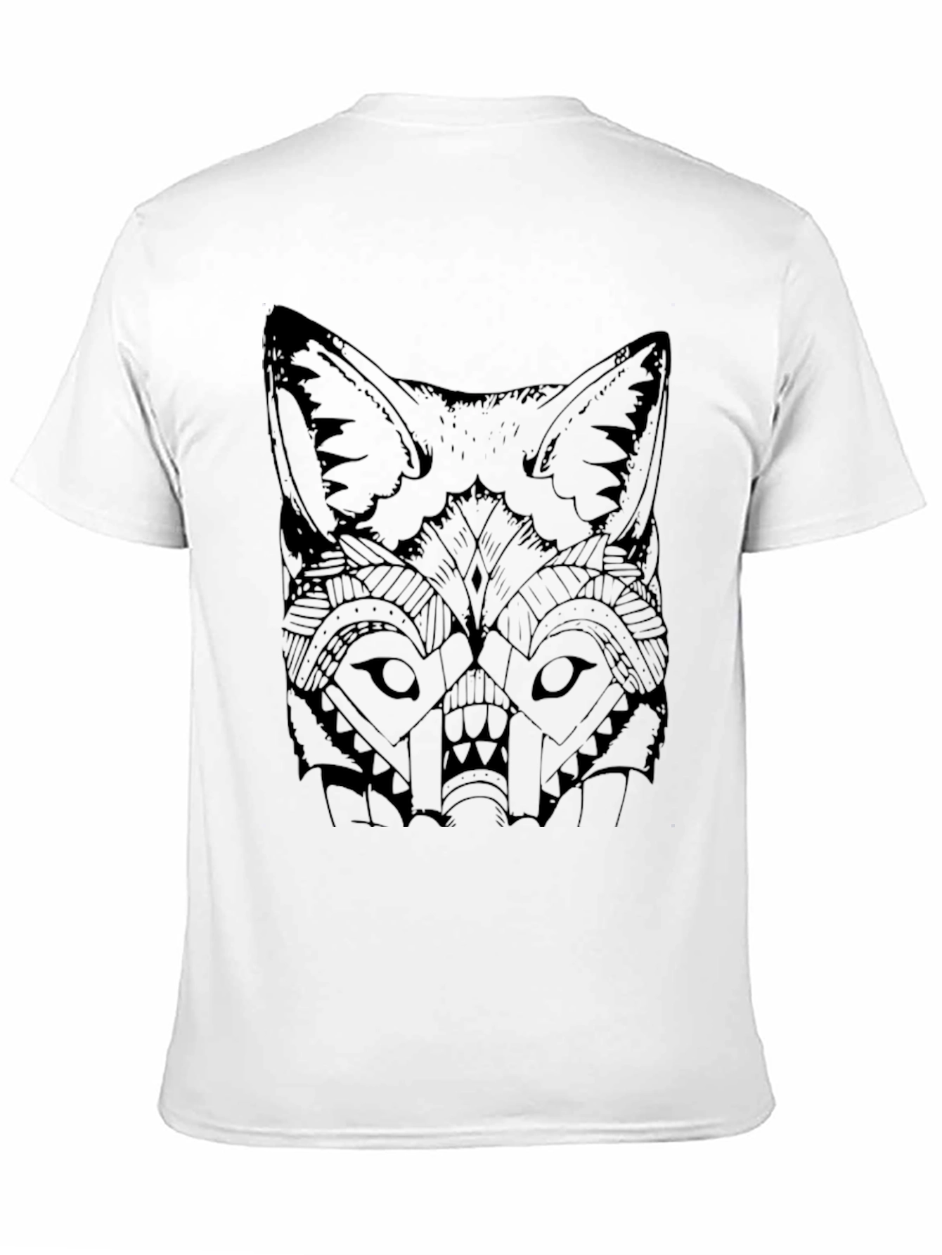 Geometric Fox Graphic Black T-Shirt