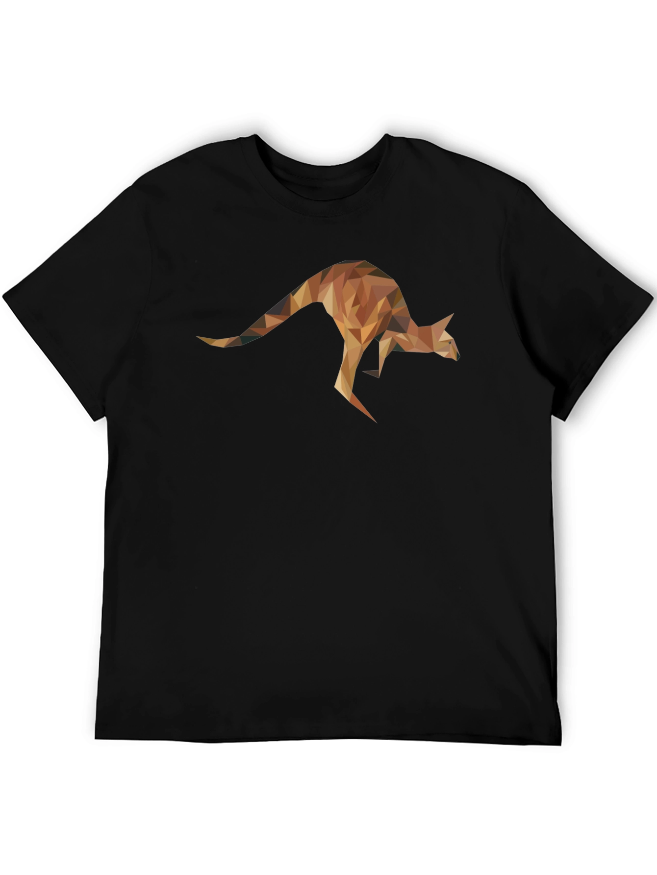 Geometric Kangaroo Graphic Tee - Black Unisex T-Shirt