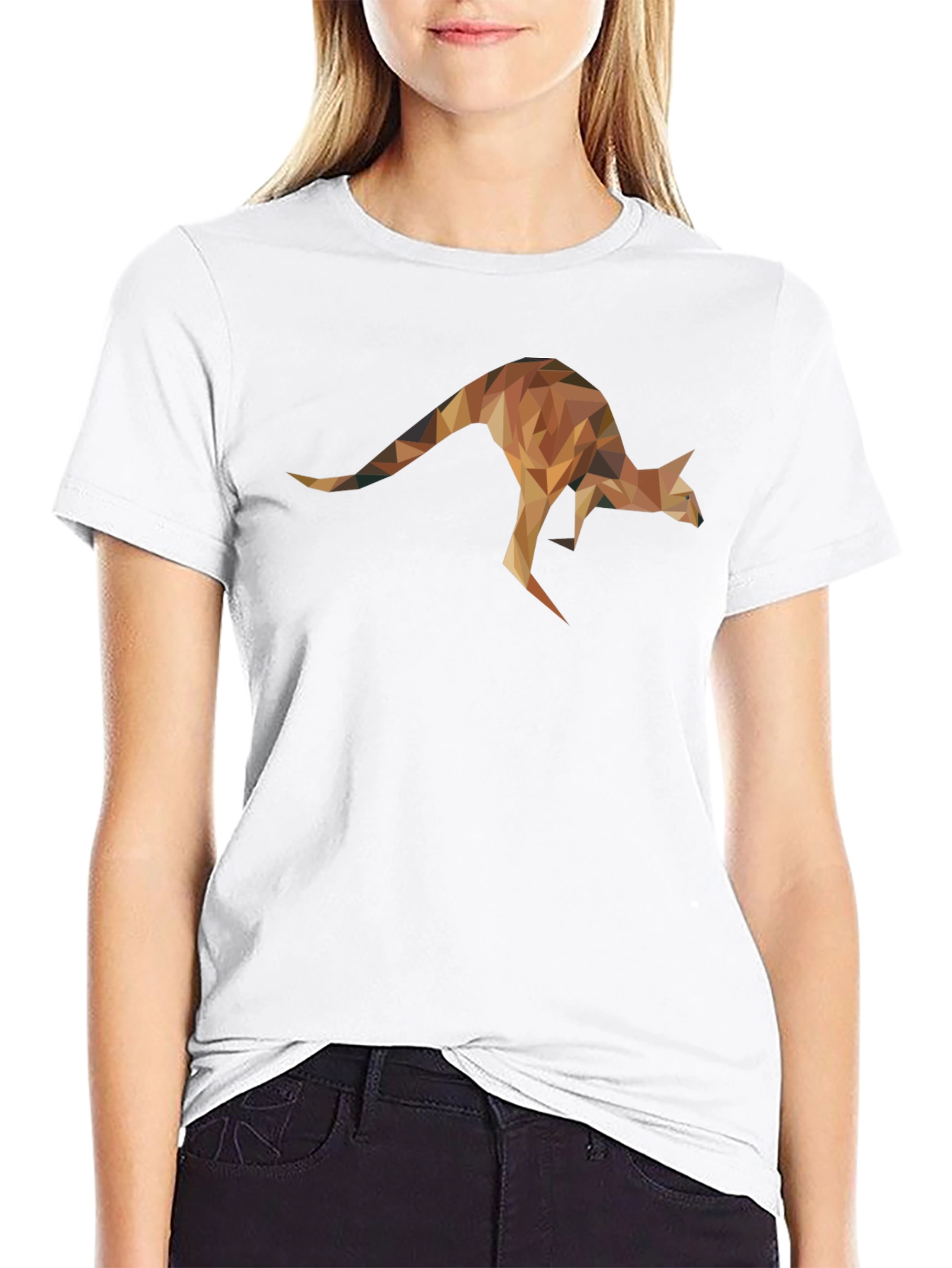 Geometric Kangaroo Graphic Tee - Black Unisex T-Shirt