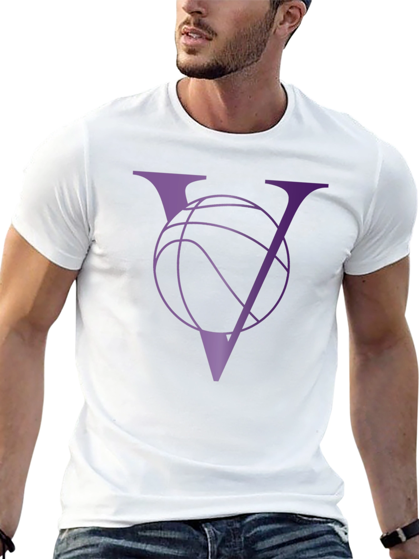 Basketball V-Neck Graphic Tee - Sporty Casual Wear