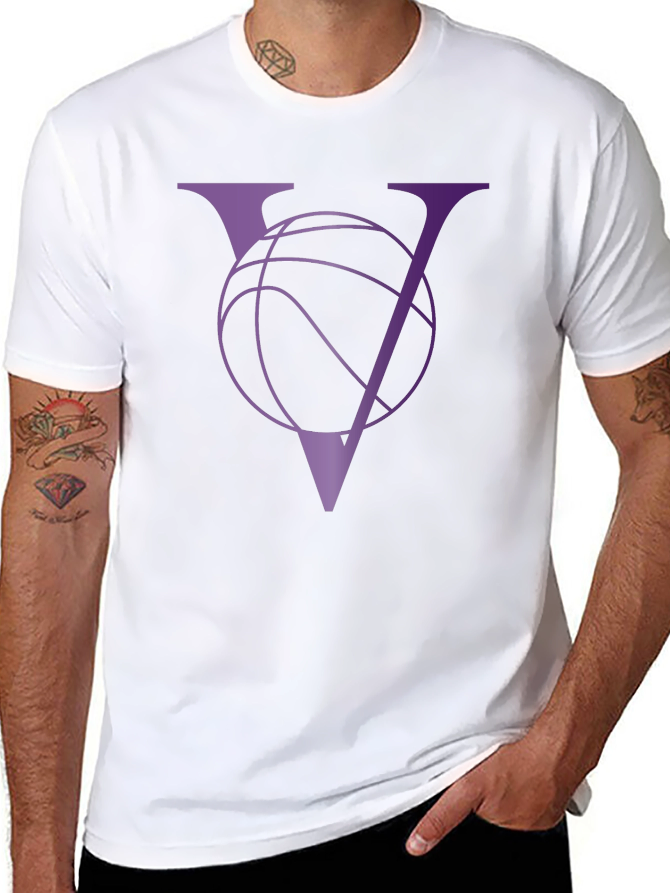 Basketball V-Neck Graphic Tee - Sporty Casual Wear