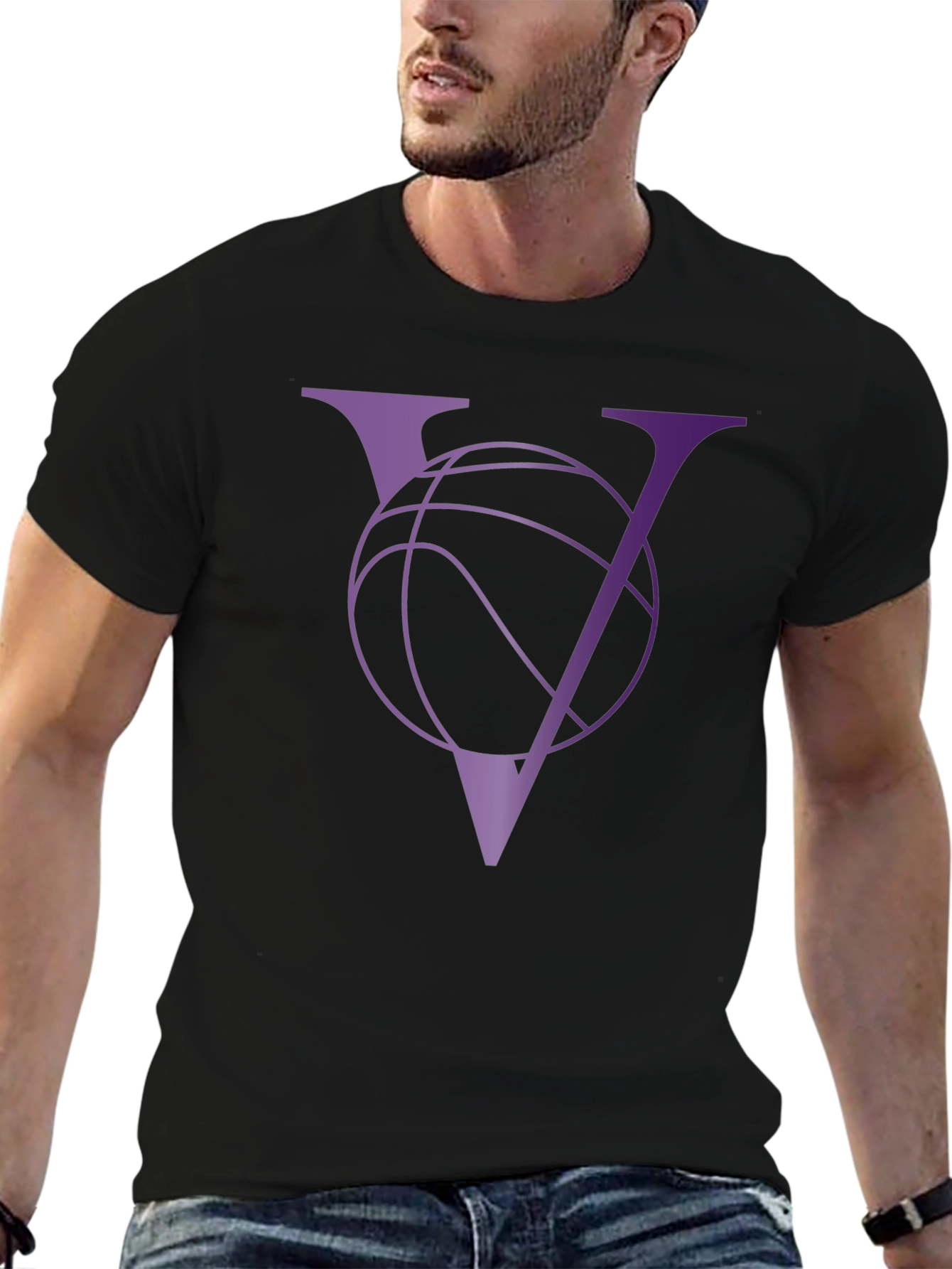 Basketball V-Neck Graphic Tee - Sporty Casual Wear