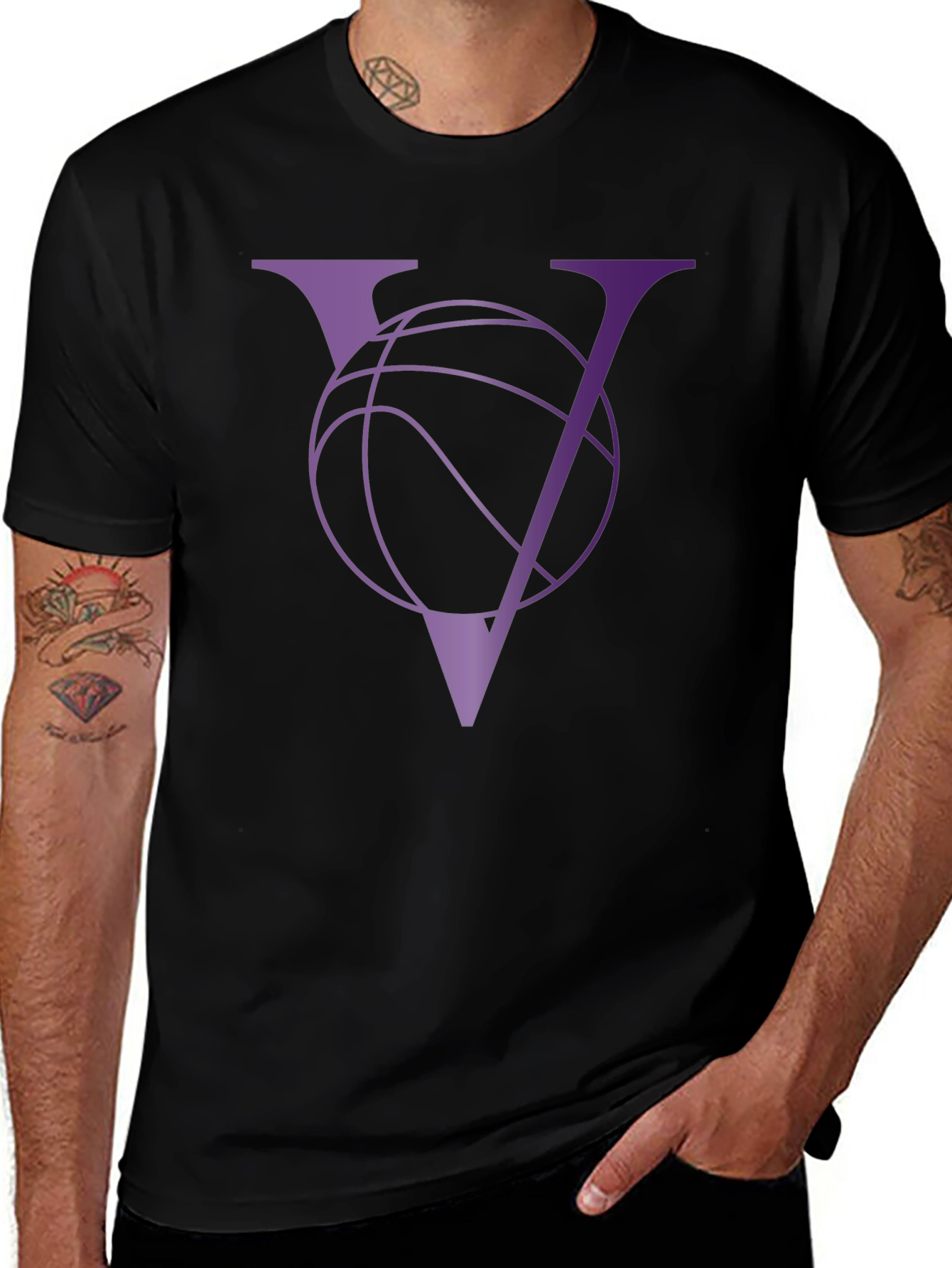 Basketball V-Neck Graphic Tee - Sporty Casual Wear
