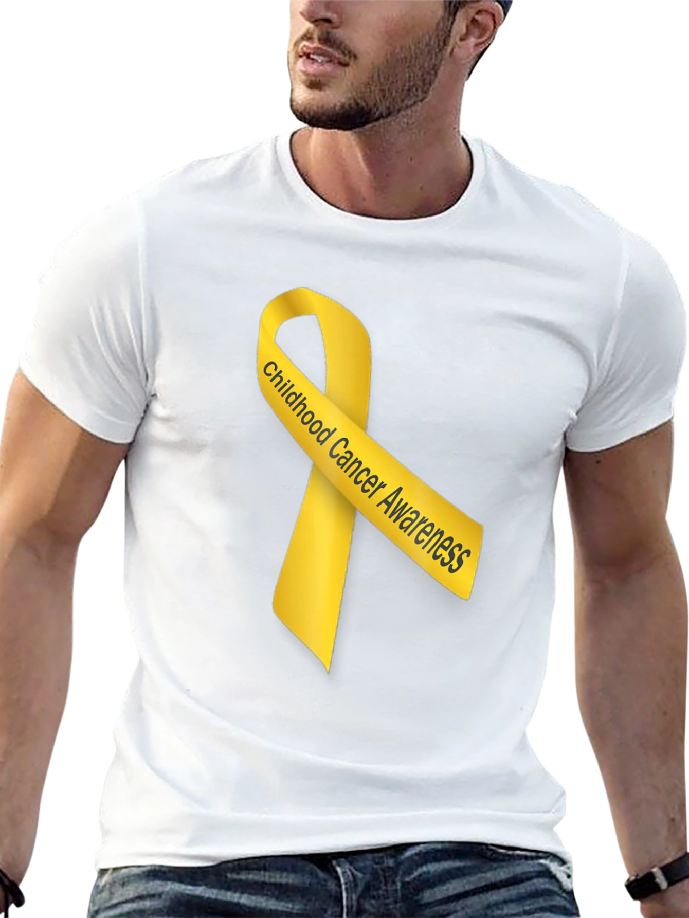 Childhood Cancer Awareness Ribbon Black T-Shirt