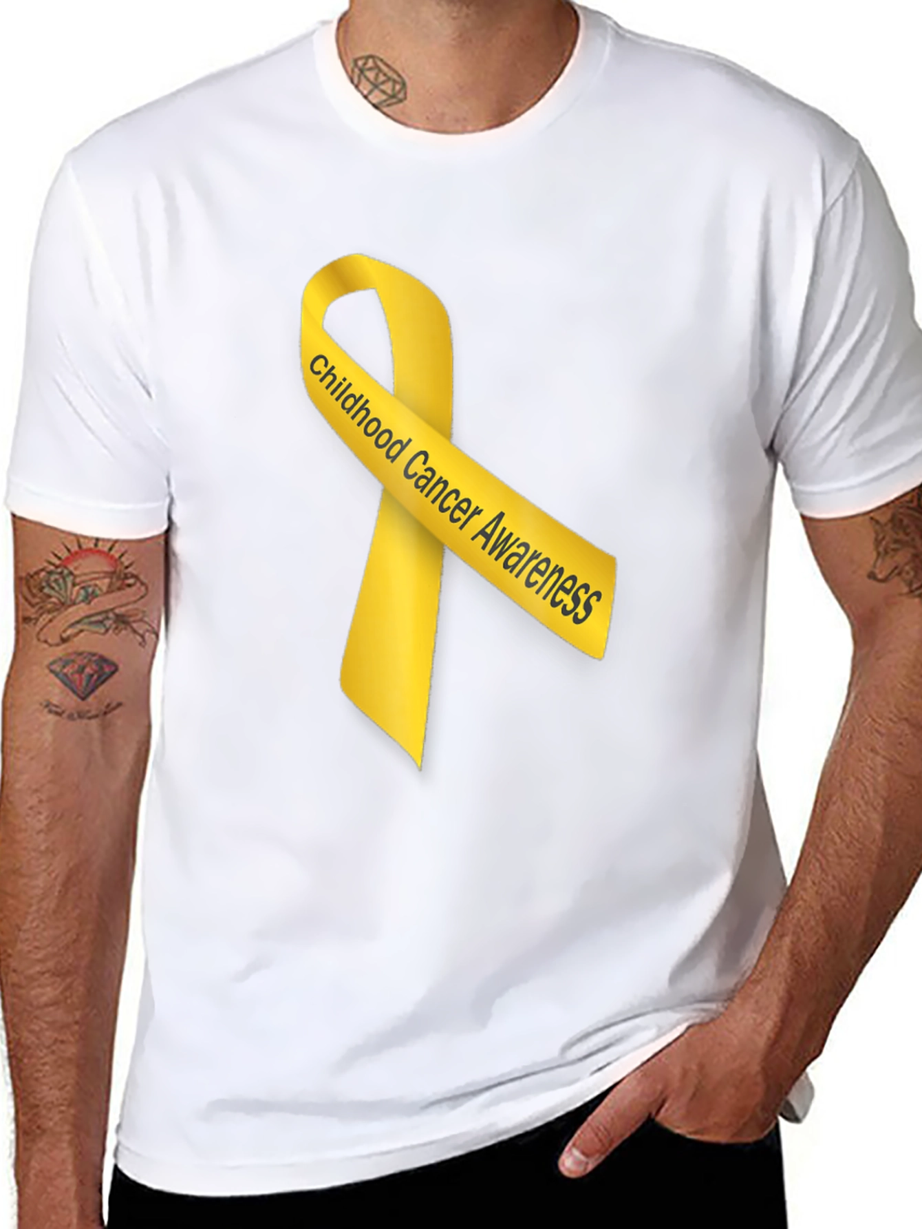 Childhood Cancer Awareness Ribbon Black T-Shirt