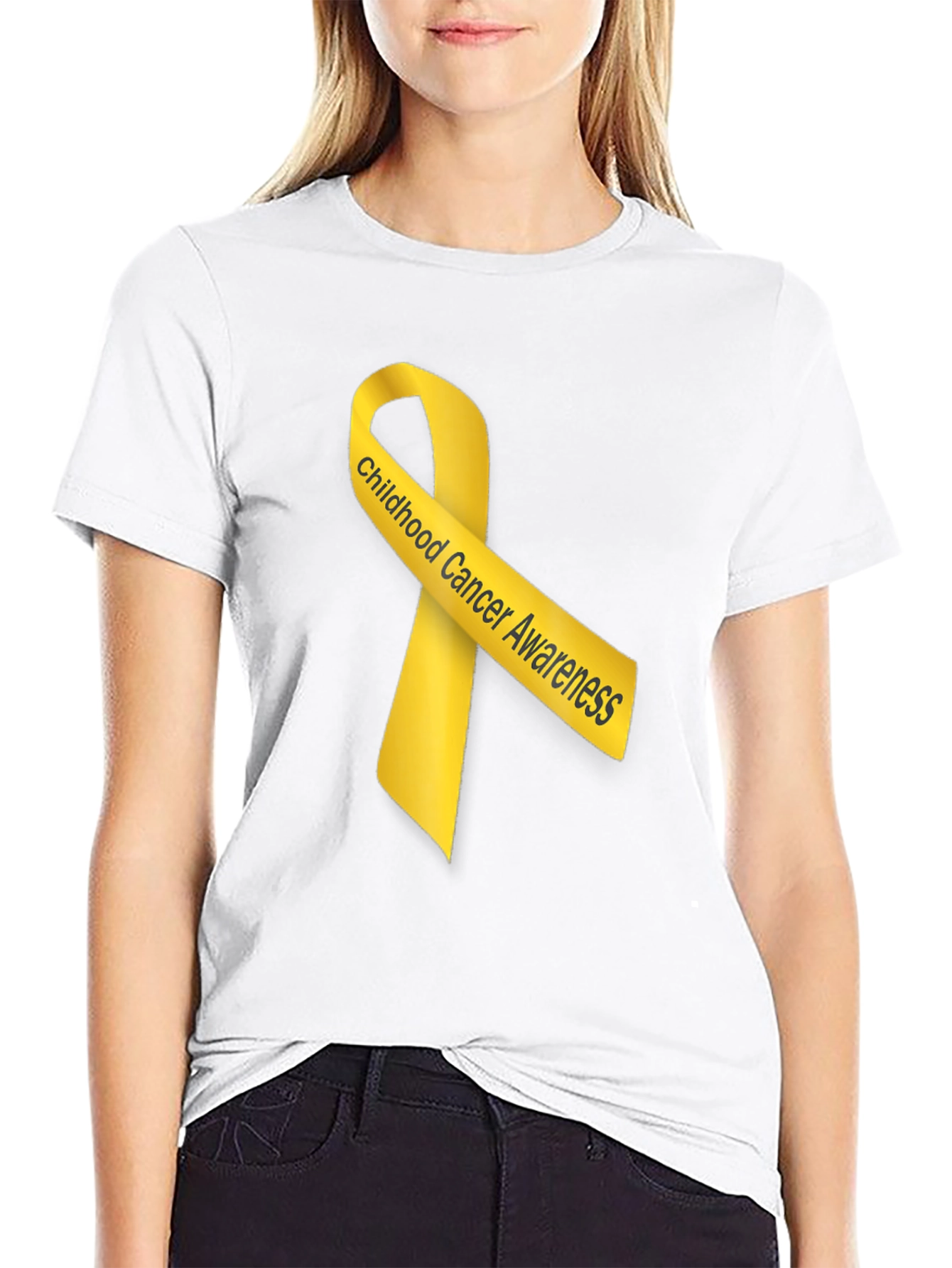 Childhood Cancer Awareness Ribbon Black T-Shirt