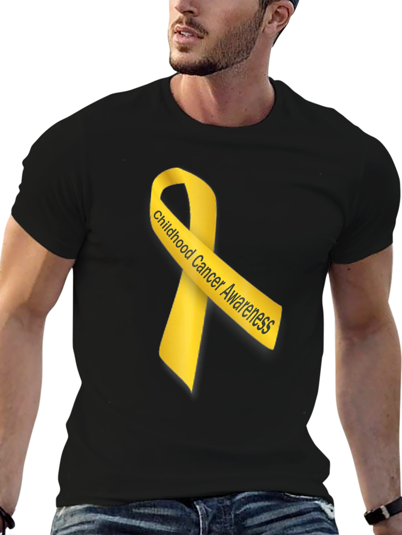 Childhood Cancer Awareness Ribbon Black T-Shirt