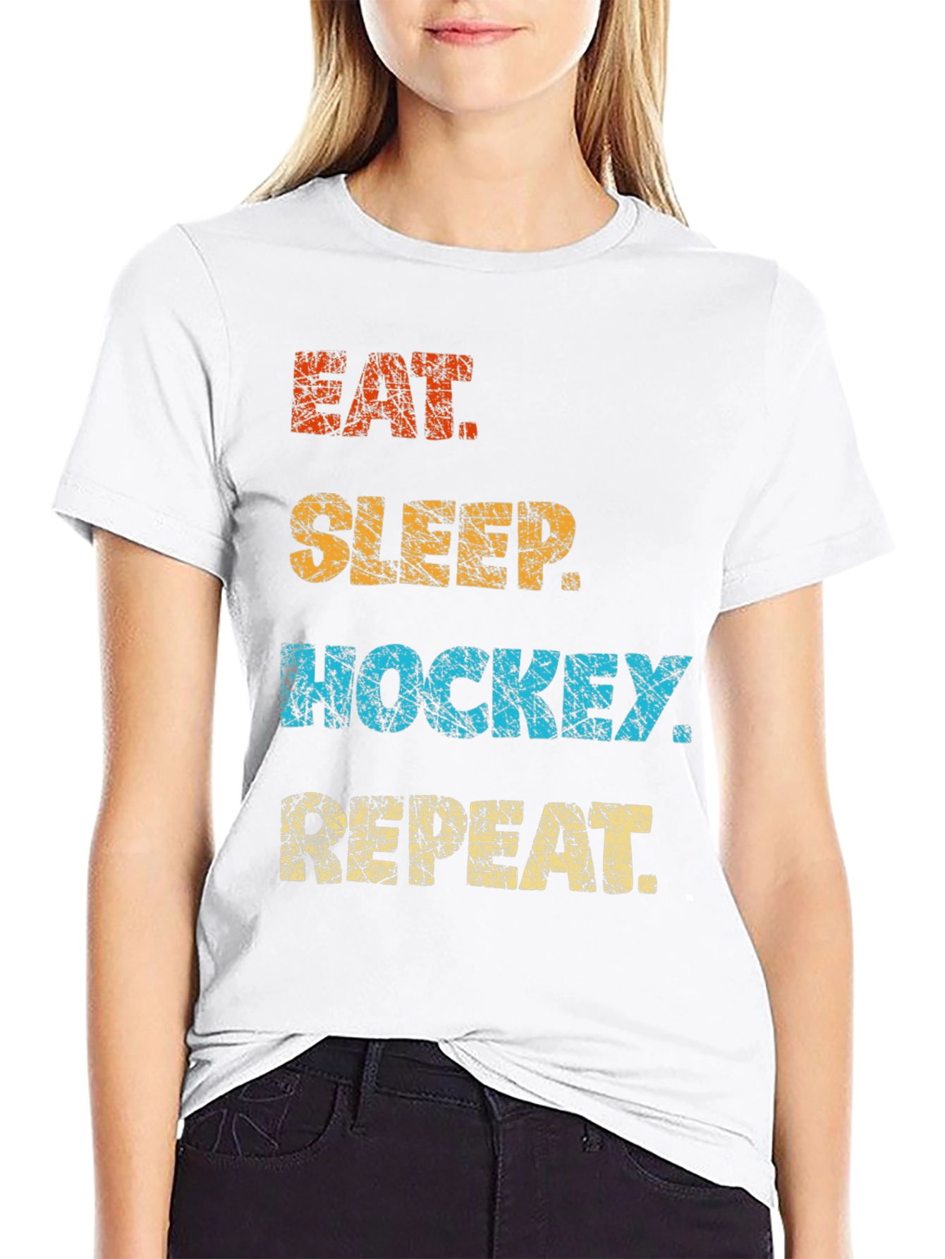 Eat Sleep Hockey Repeat Graphic T-Shirt