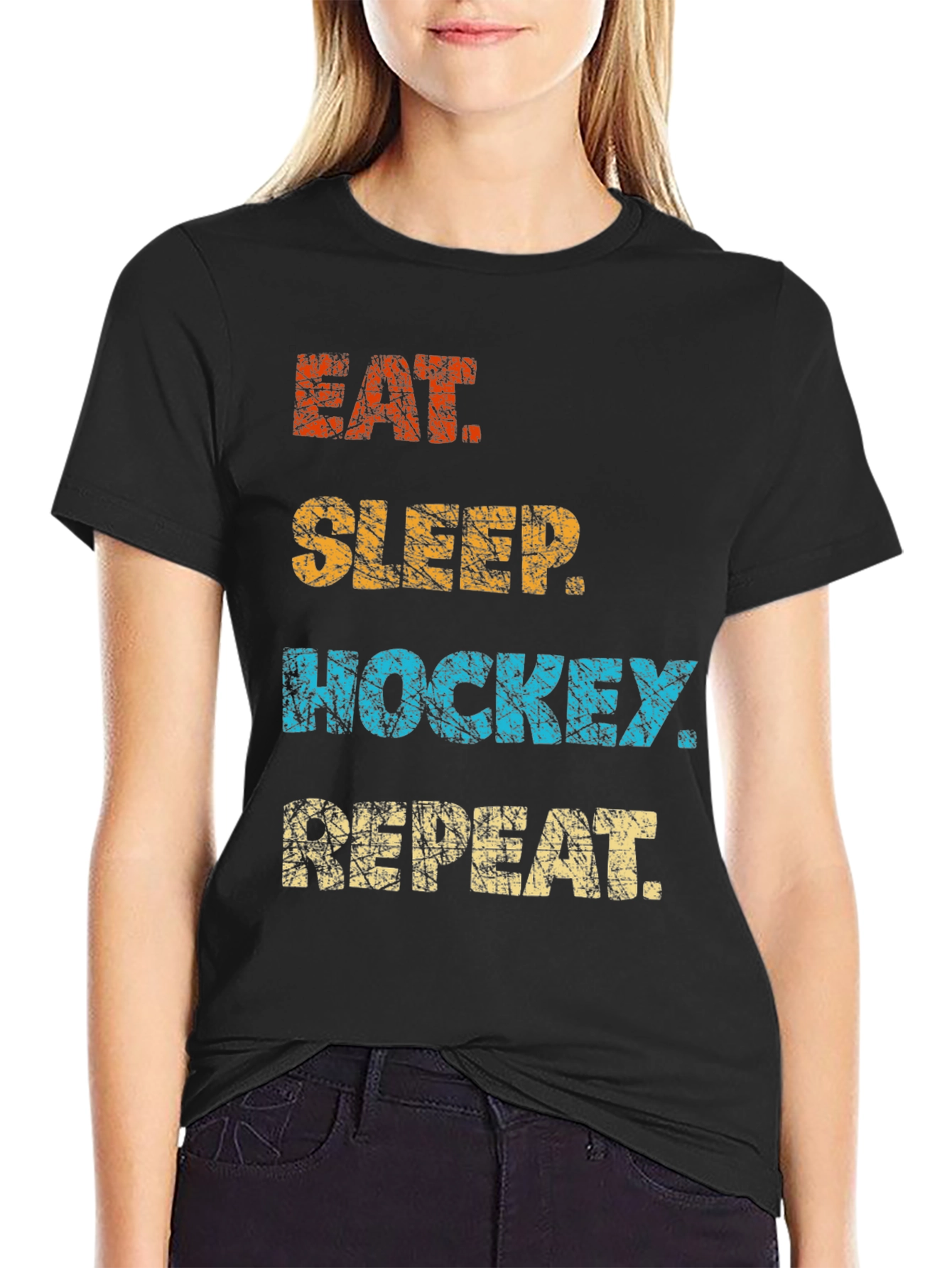 Eat Sleep Hockey Repeat Graphic T-Shirt