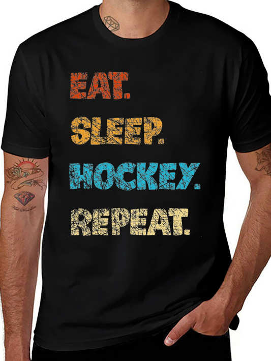 Eat Sleep Hockey Repeat Graphic T-Shirt
